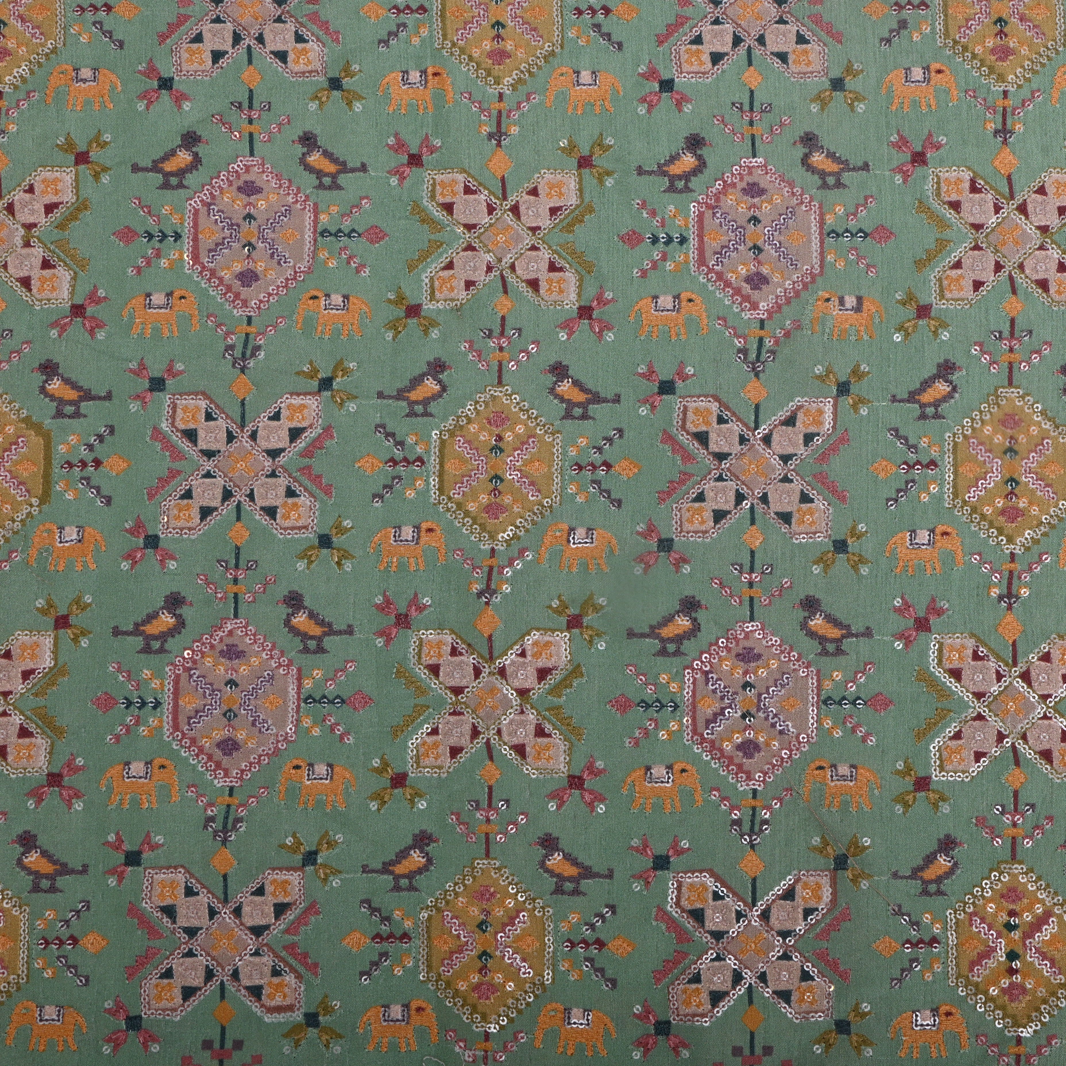 Soft Green Patola Silk Fabric