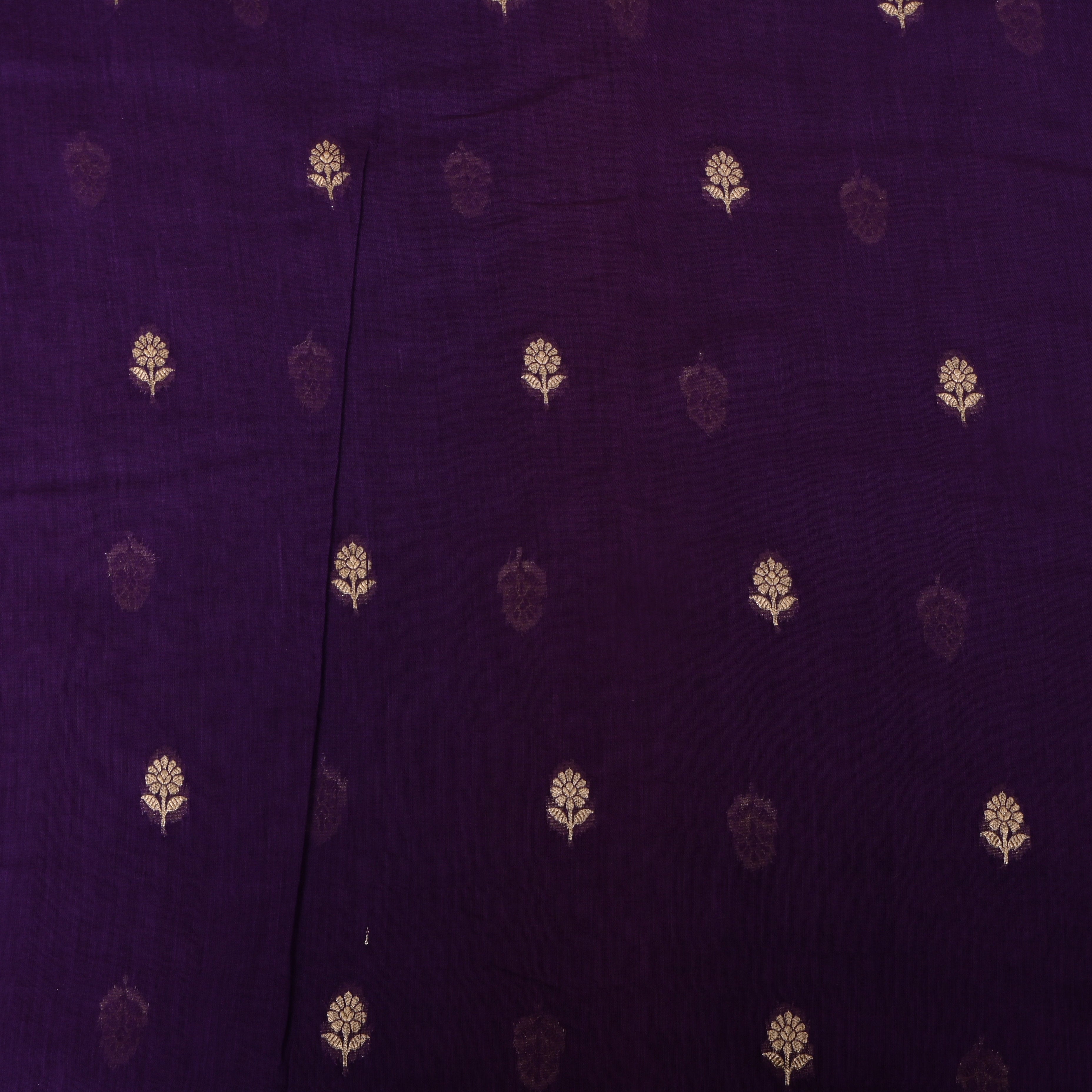 Deep Purple Jamawar With Woven Gold Motifs