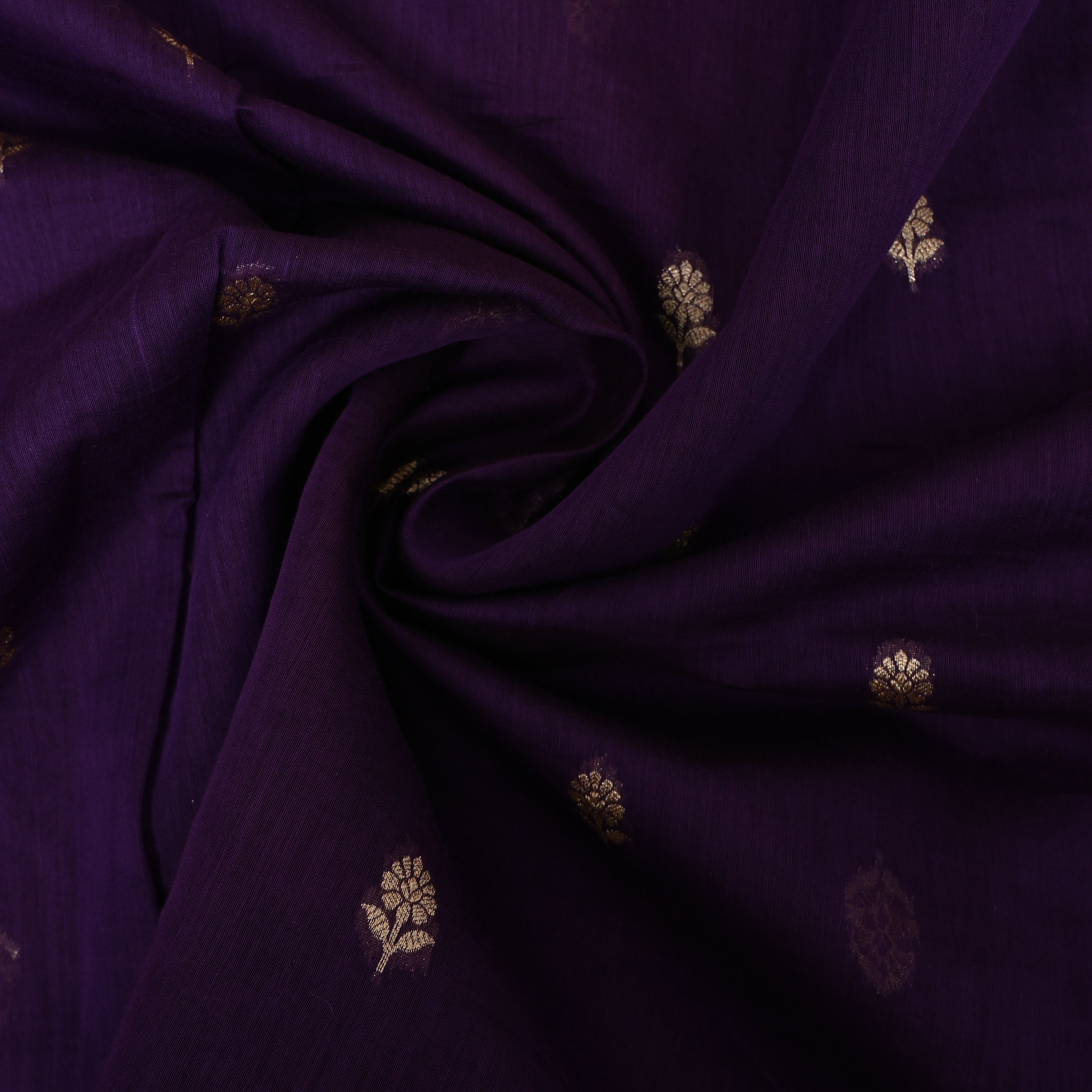 Deep Purple Jamawar With Woven Gold Motifs