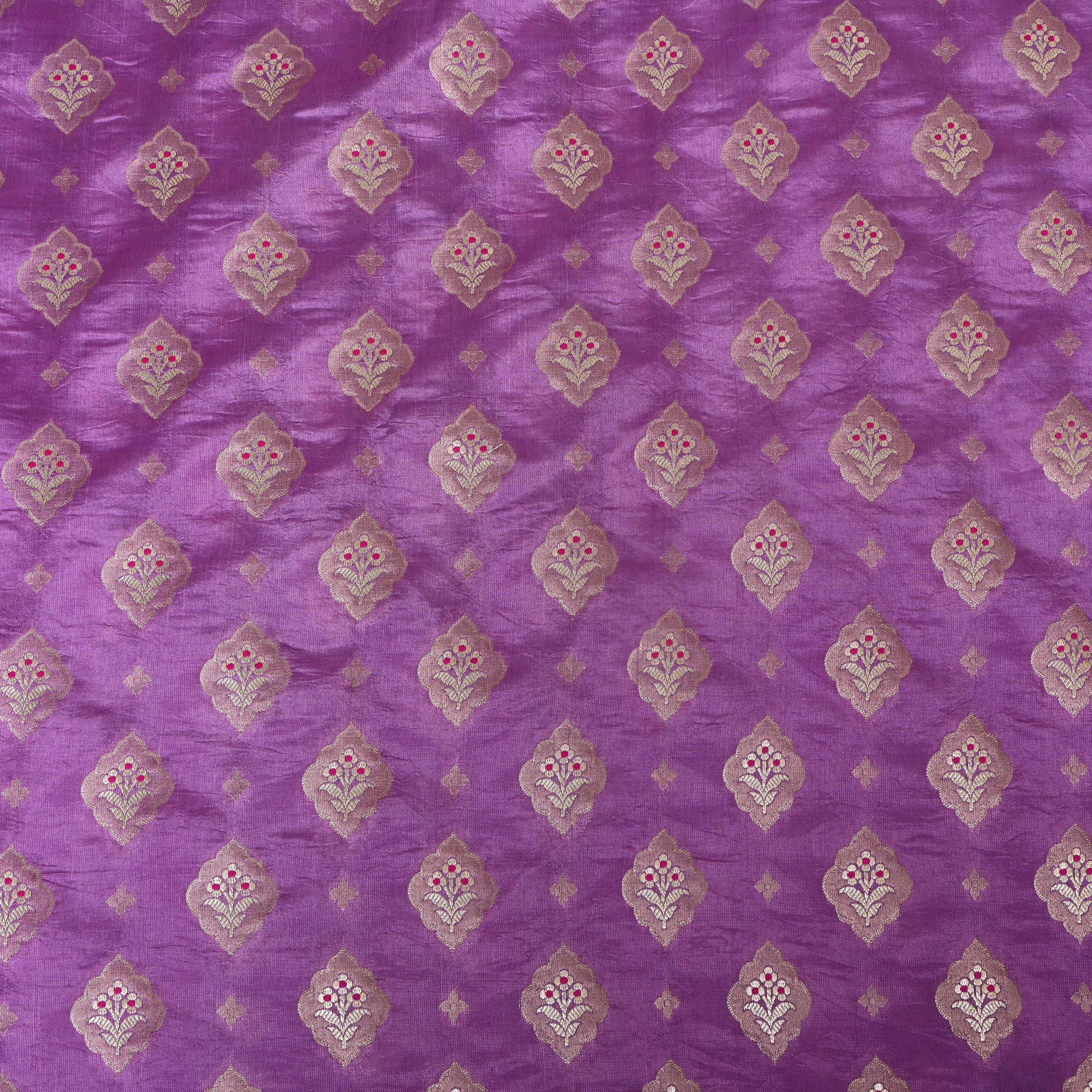 Orchid Purple Jamawar With Woven Kalka Motifs