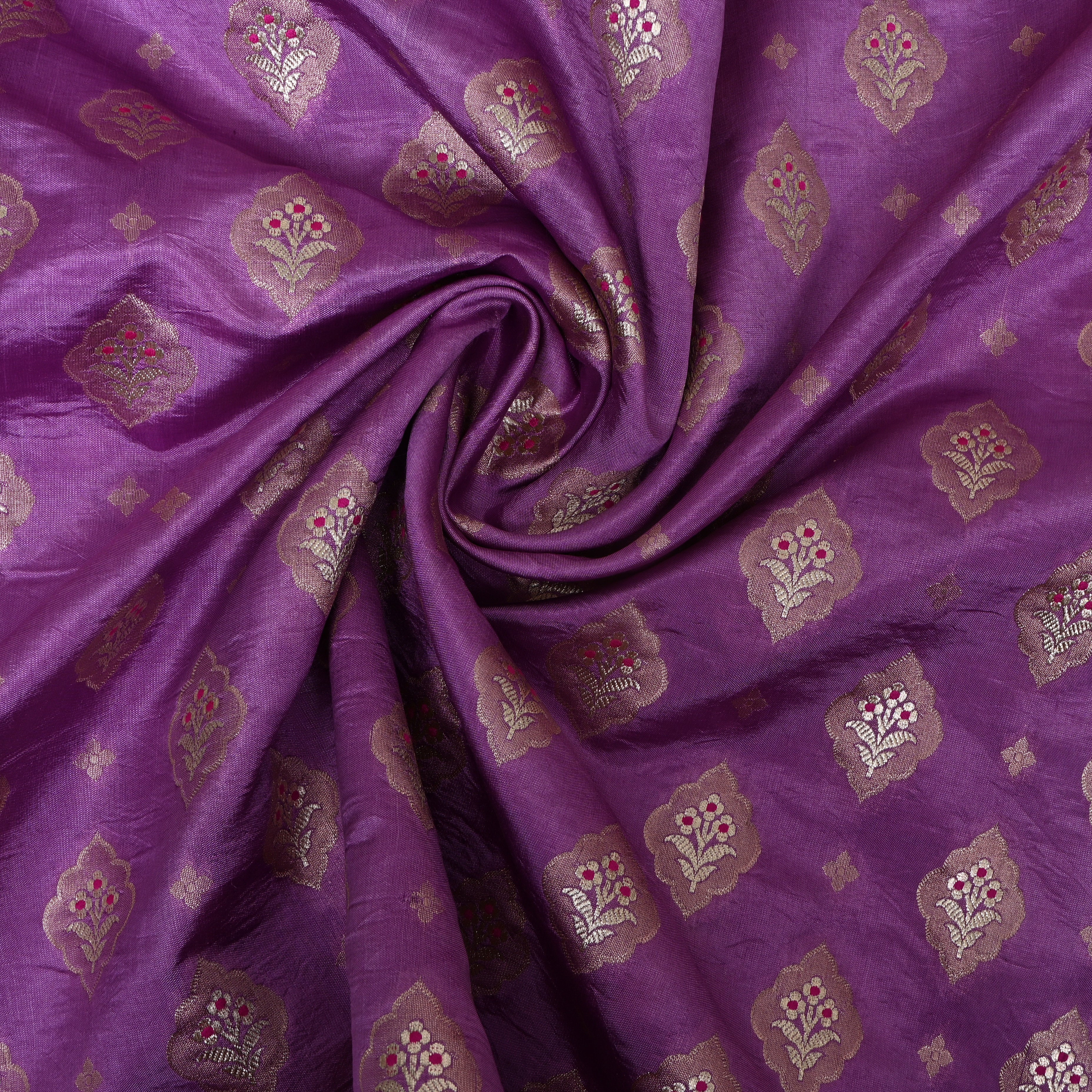 Orchid Purple Jamawar With Woven Kalka Motifs