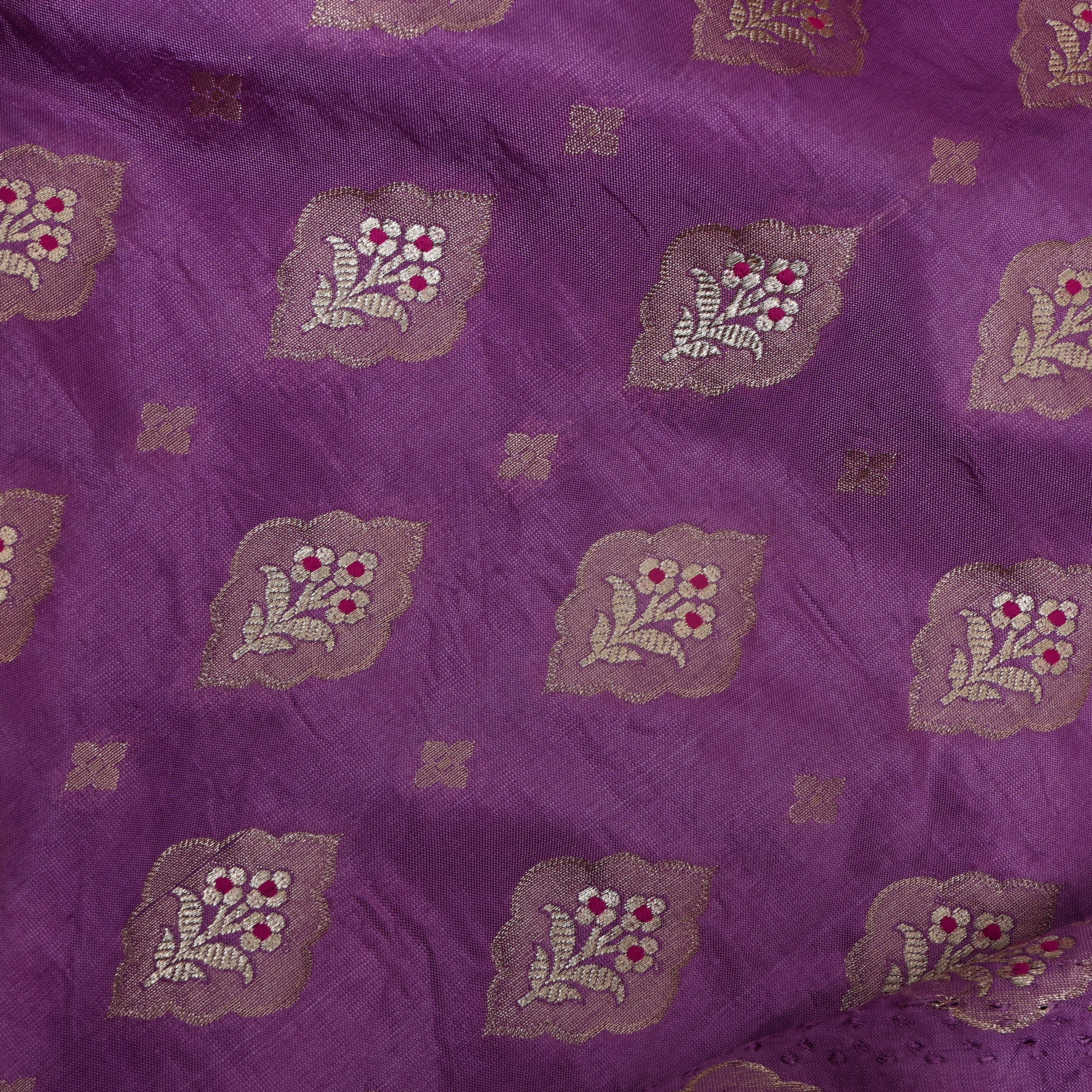 Orchid Purple Jamawar With Woven Kalka Motifs