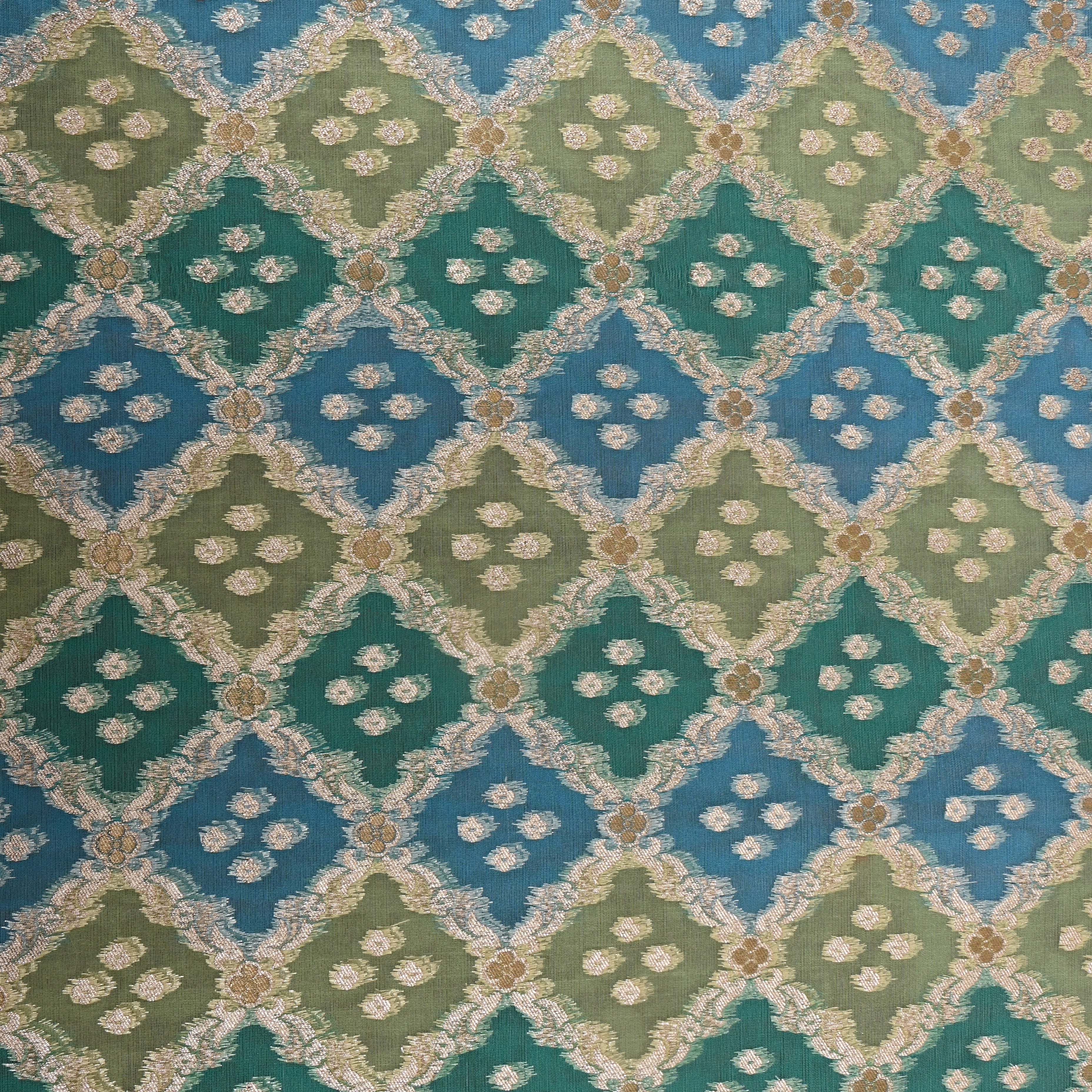 Champagne Beige Metallic Textured Jamawar Fabric