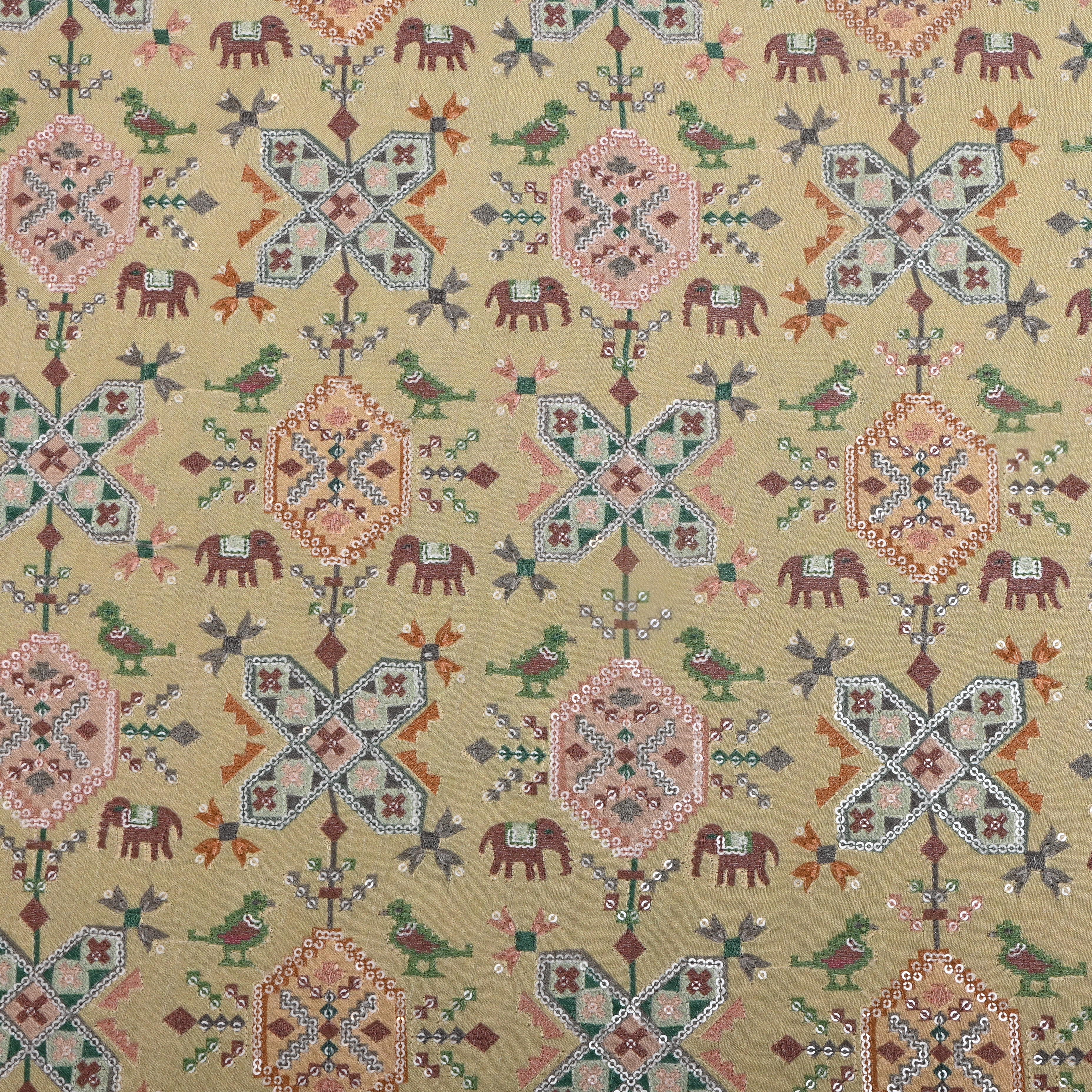 Soft Cream Patola Silk Fabric