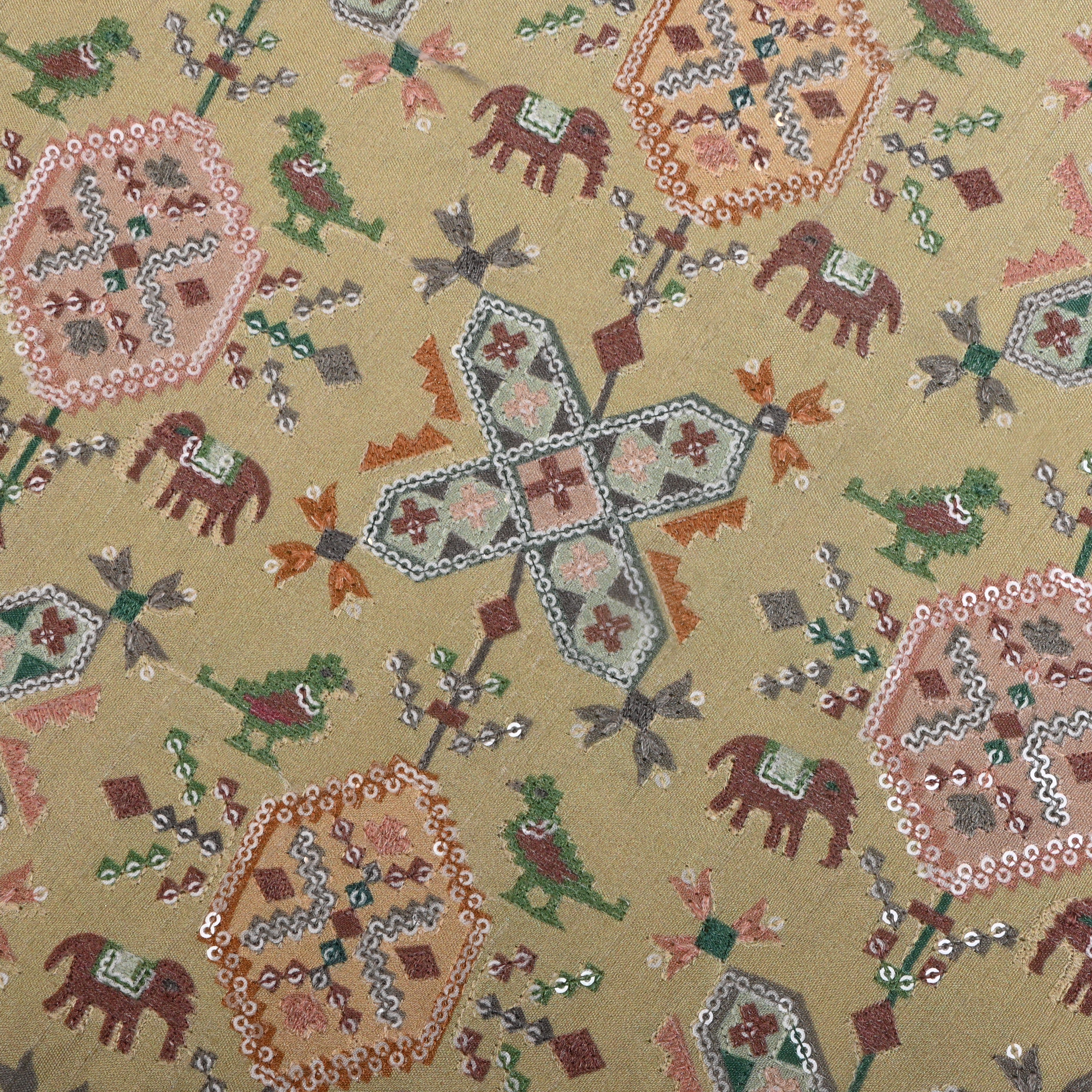 Soft Cream Patola Silk Fabric