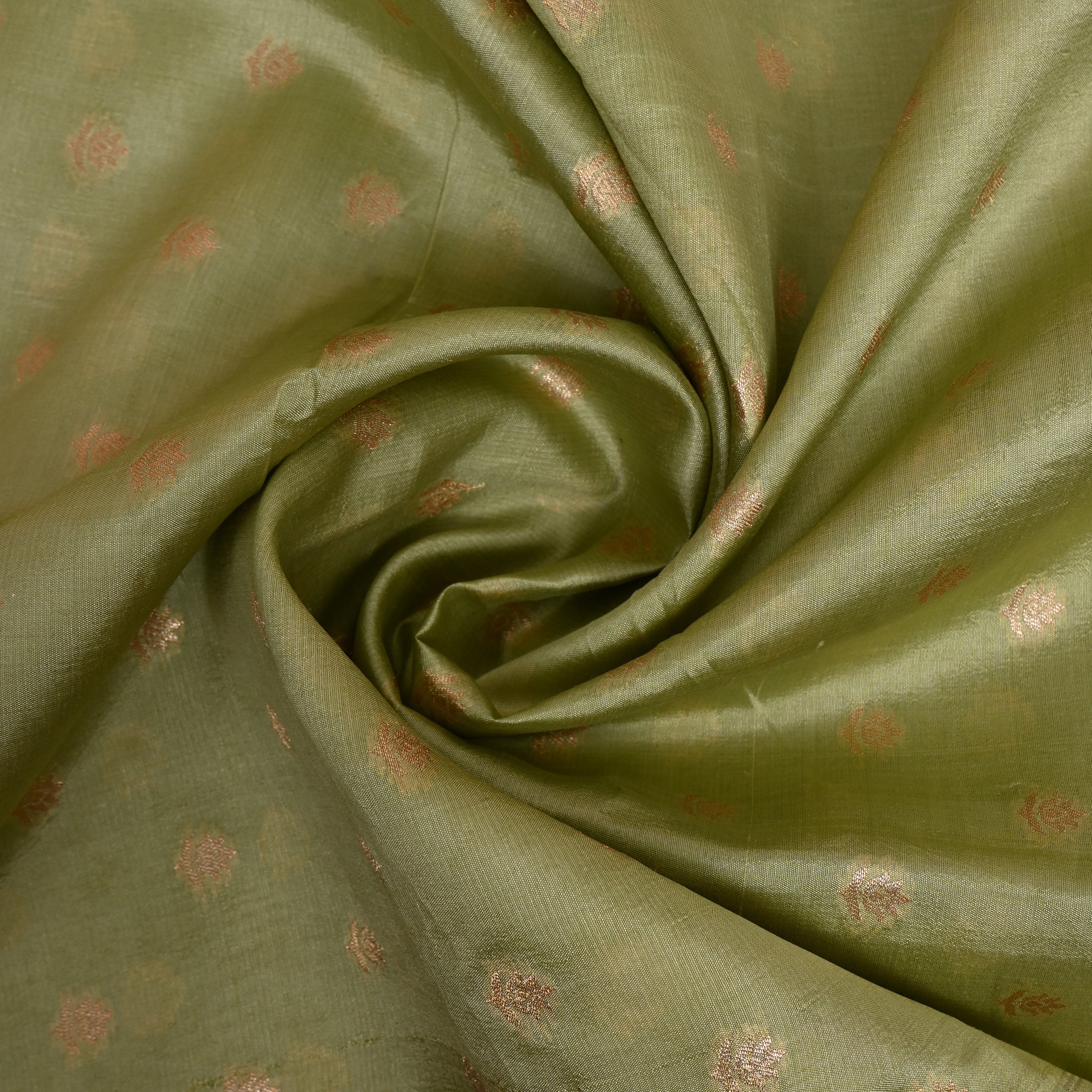 Sage Green Jamawar Silk With Woven Floral Motifs