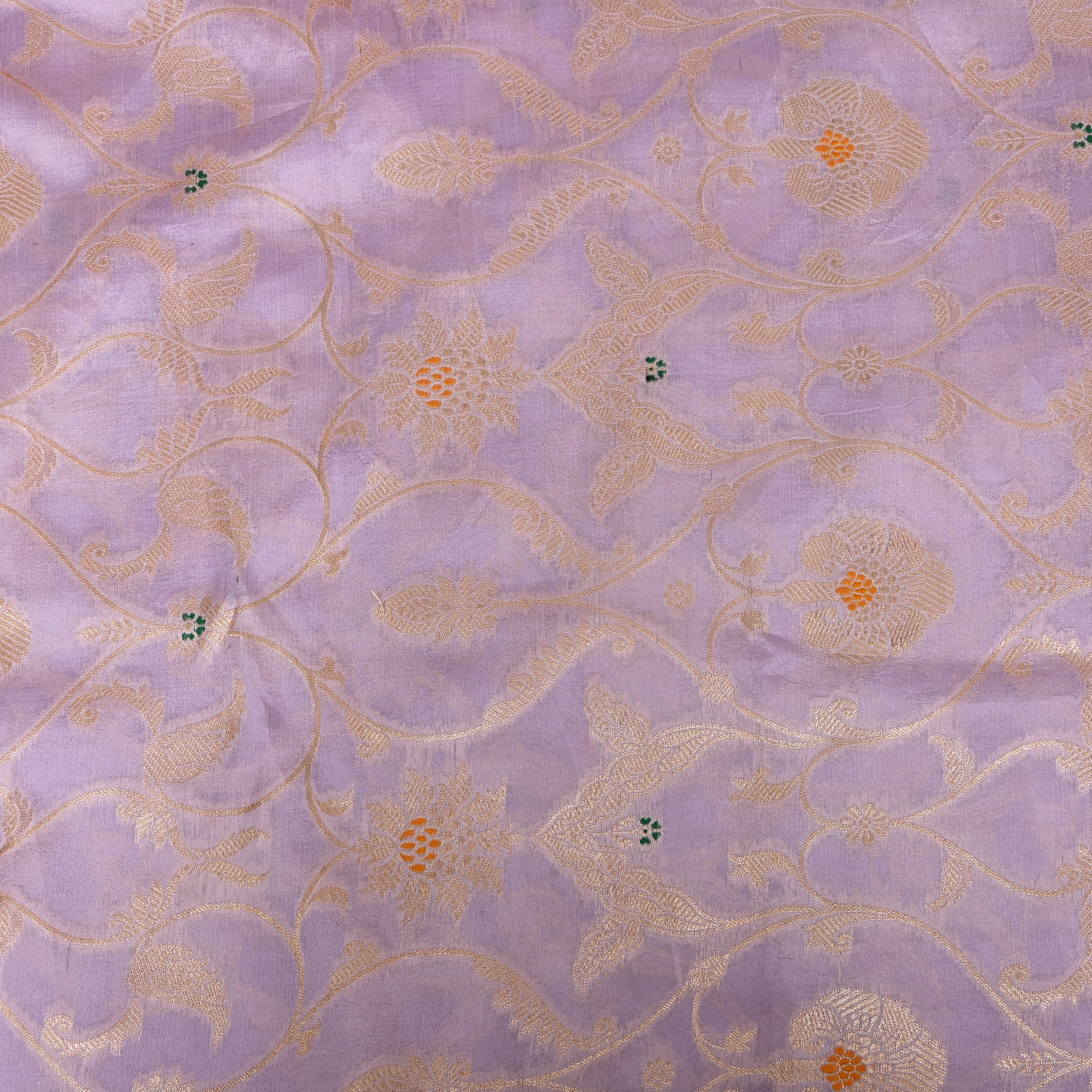 Lavender Jamawar Silk With Woven Floral Vine And Accents