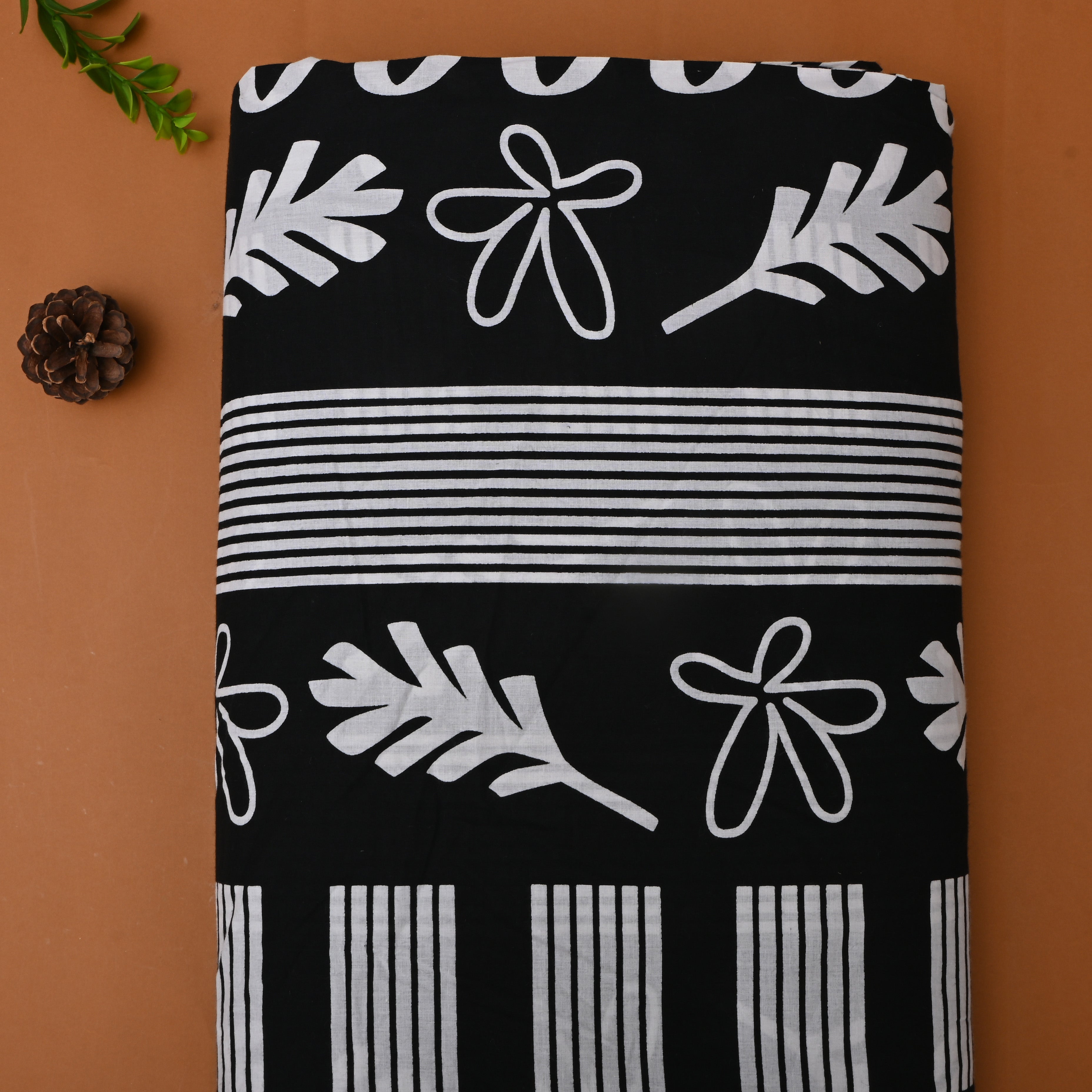 Black Printed Floral Cotton Fabric