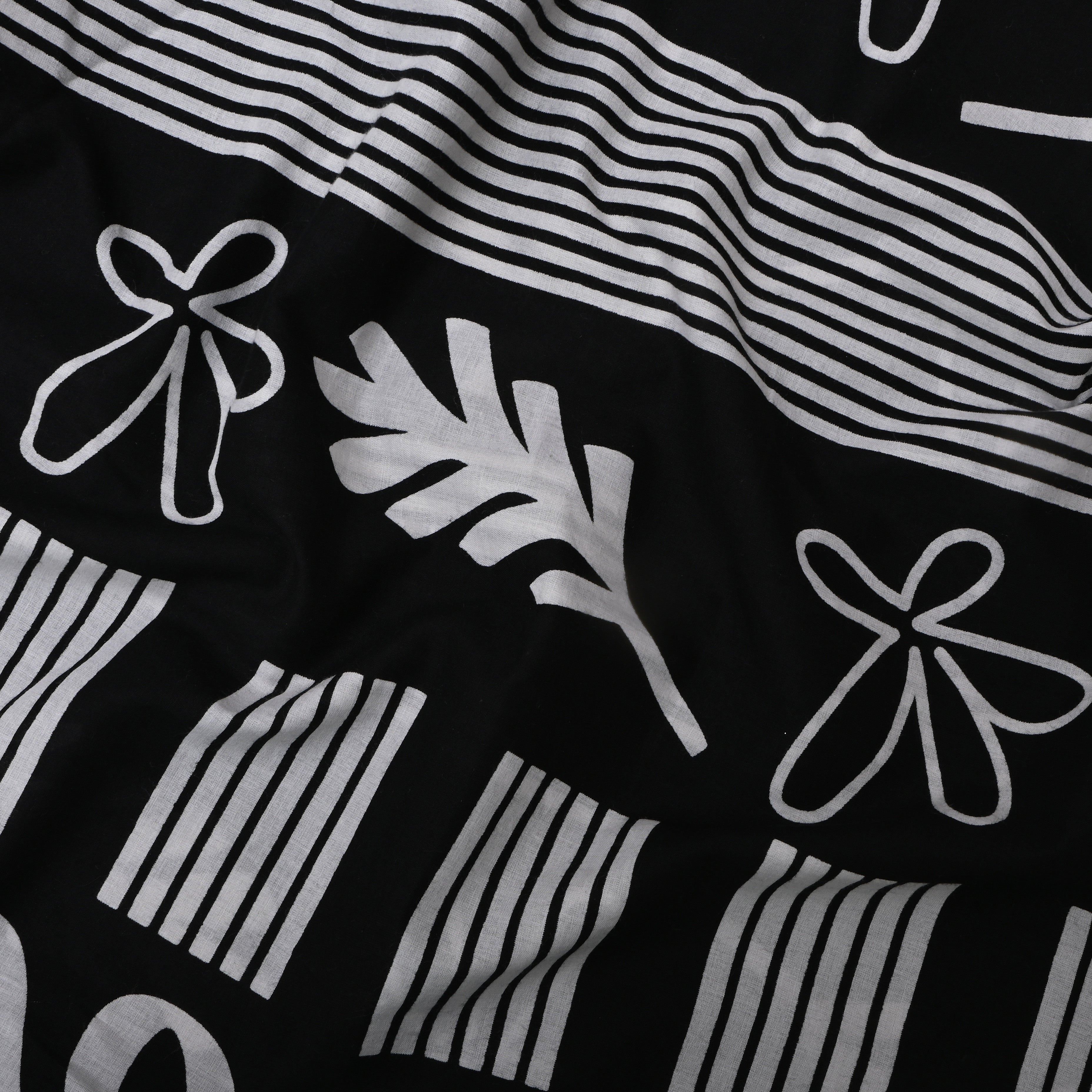 Black Printed Floral Cotton Fabric