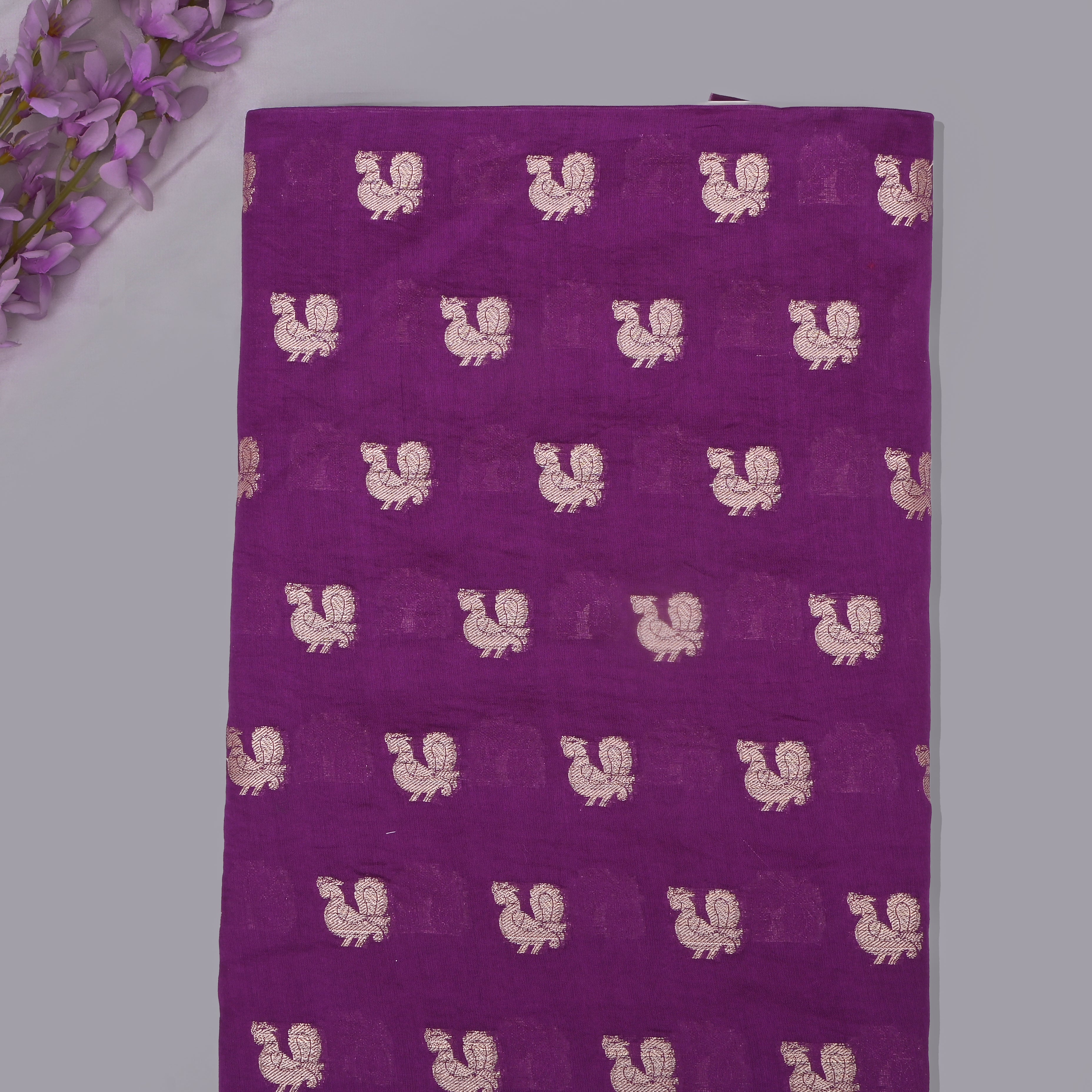 Mulberry Pink Banarasi Fabric With Golden Butti'S