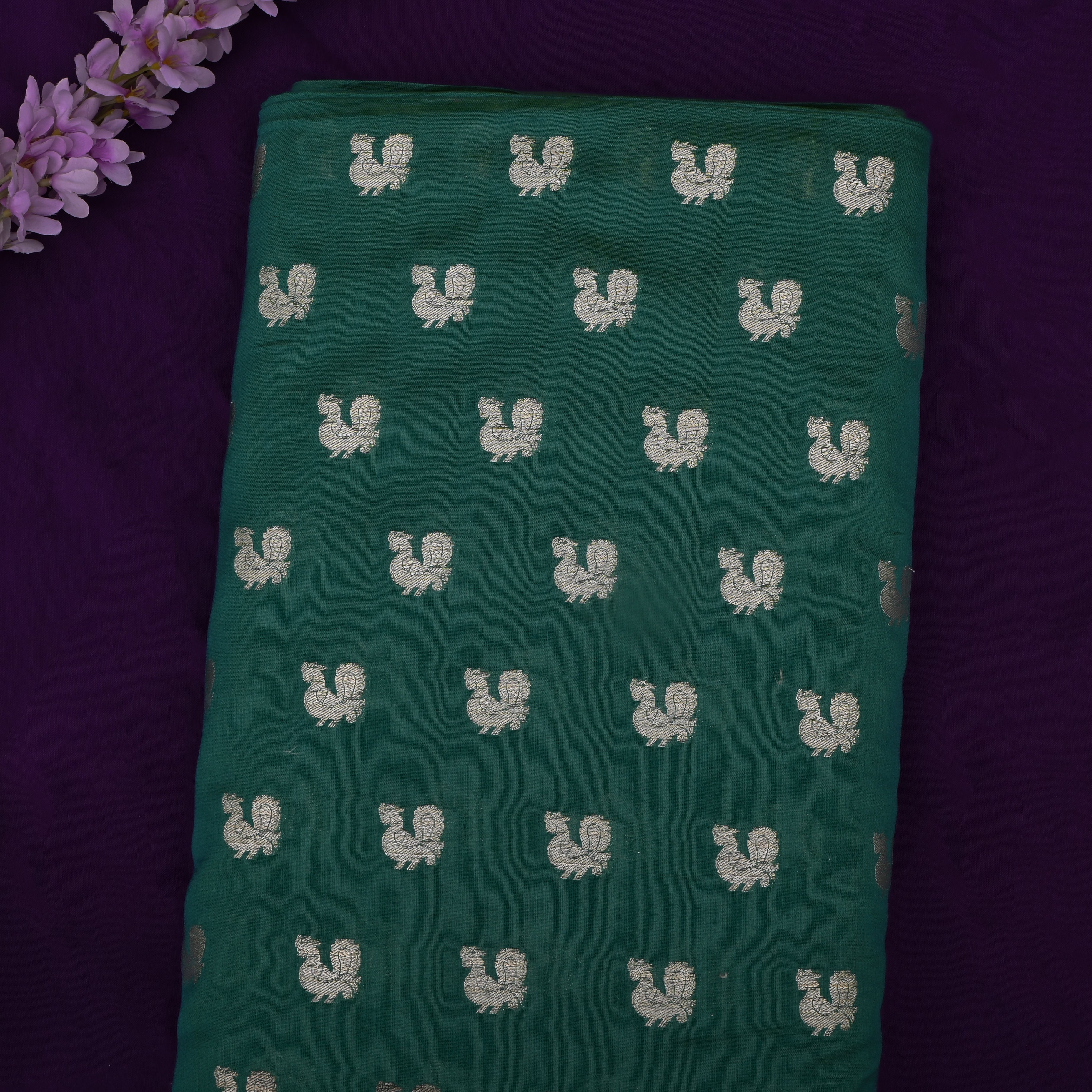 Bottle Green Banarasi Fabric With Golden Butti'S