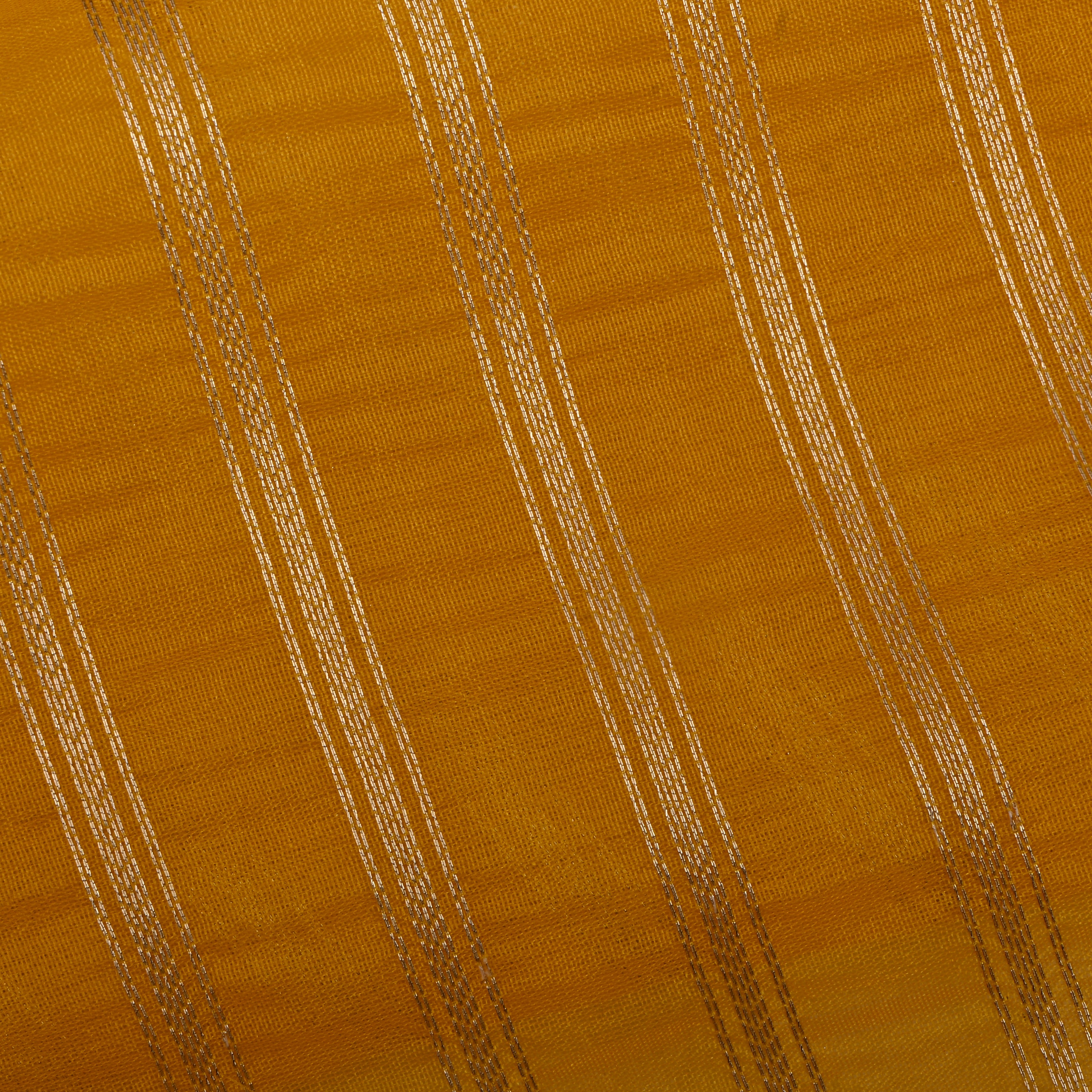 Yellow Organza Fabric With Stripes