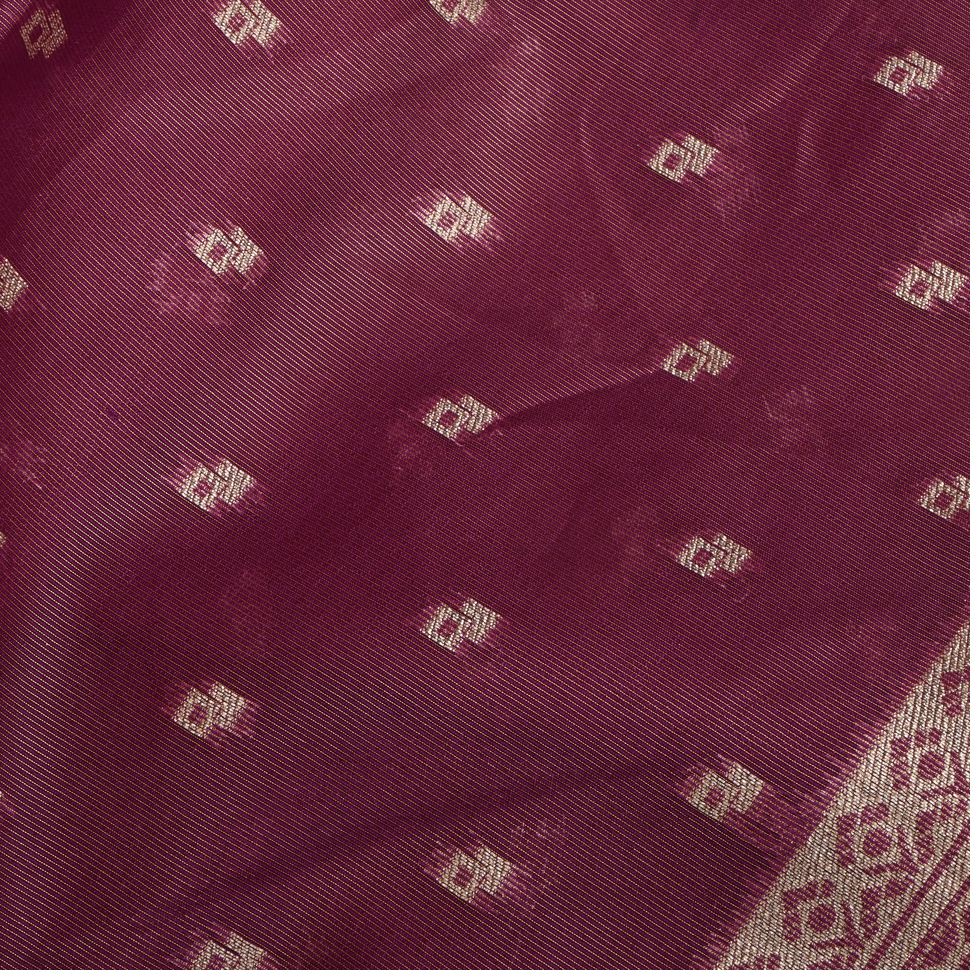 Wine Pink Jamawar Tissue Fabric With Woven Butti'S