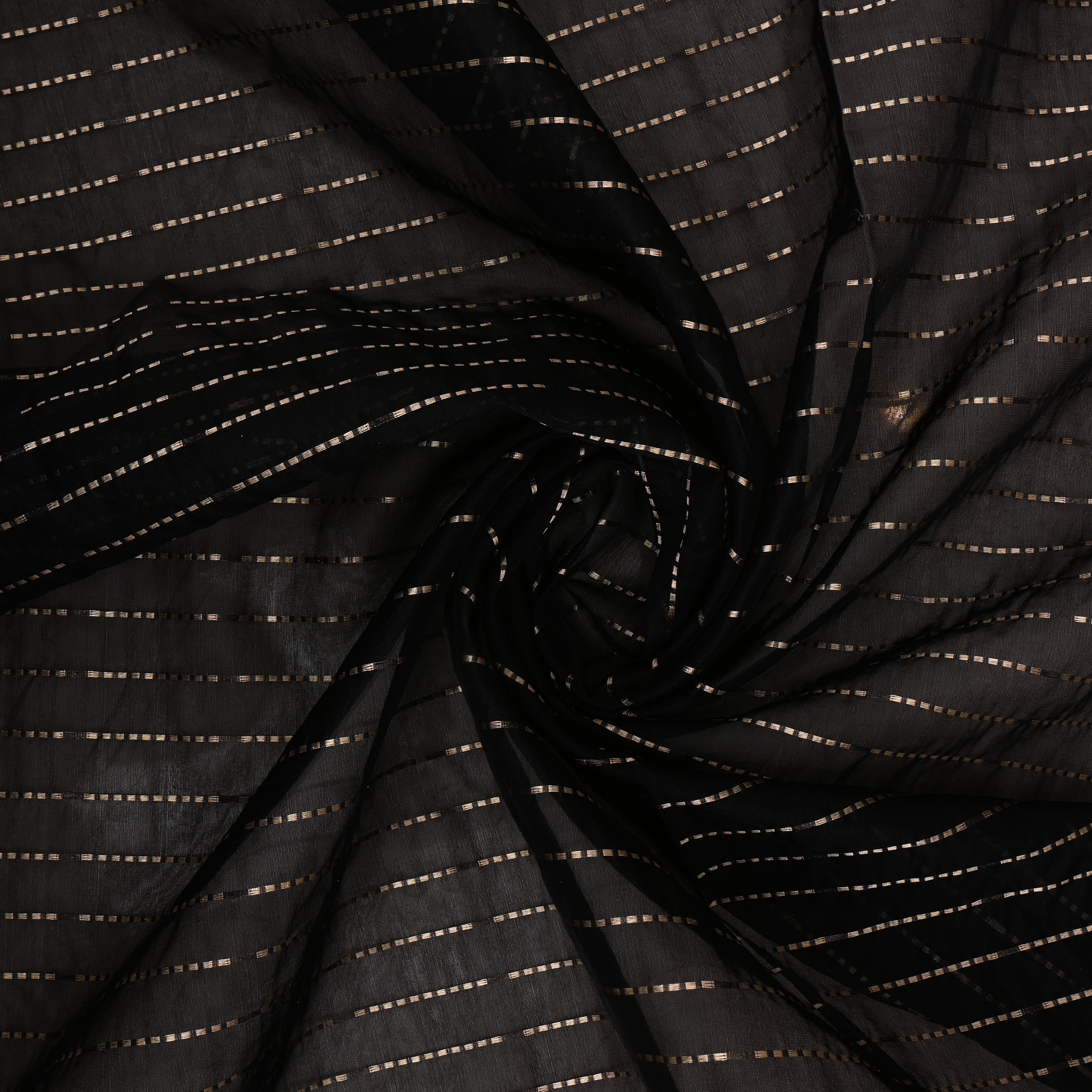 Black Organza Fabric With Strips