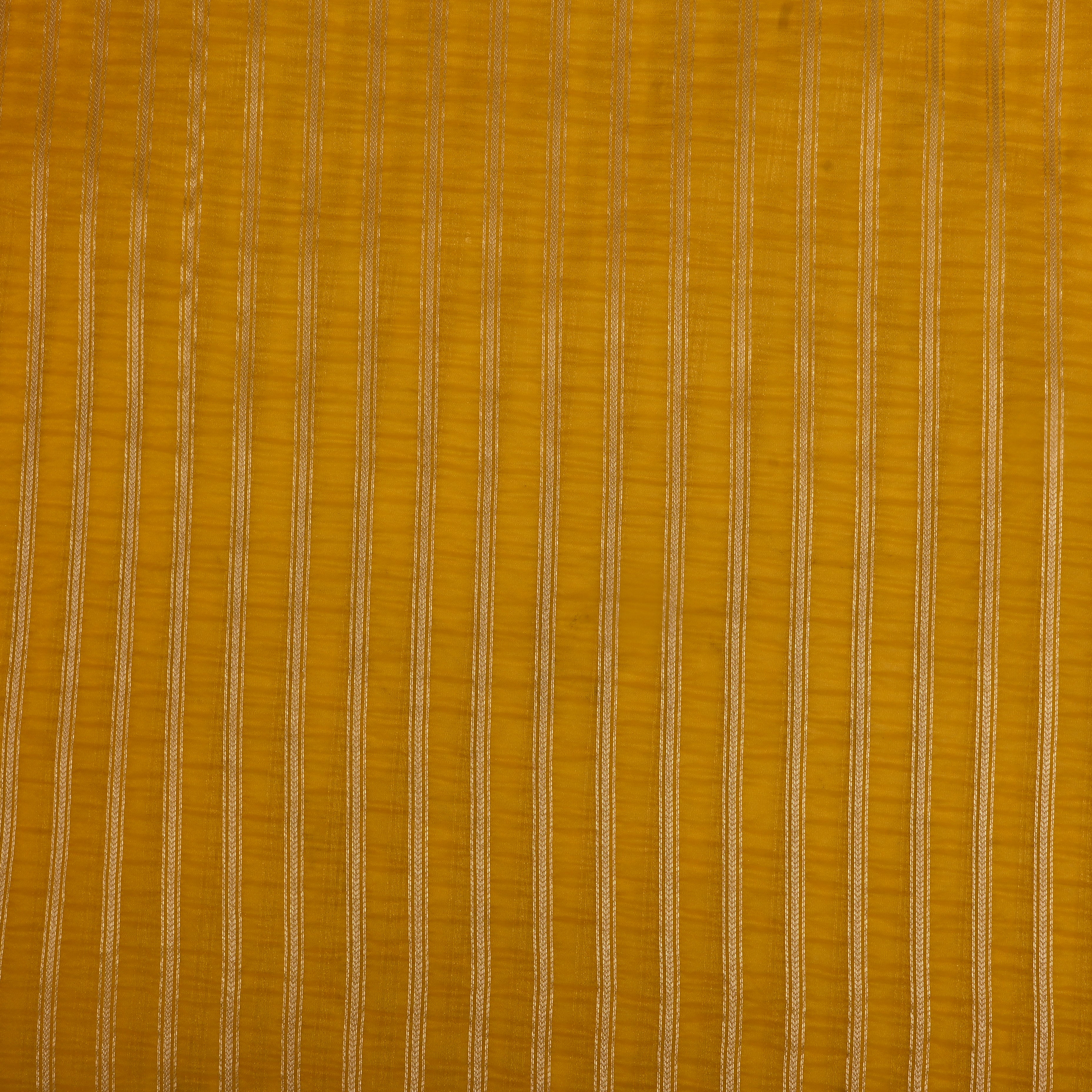 Yellow Organza Fabric With Stripes