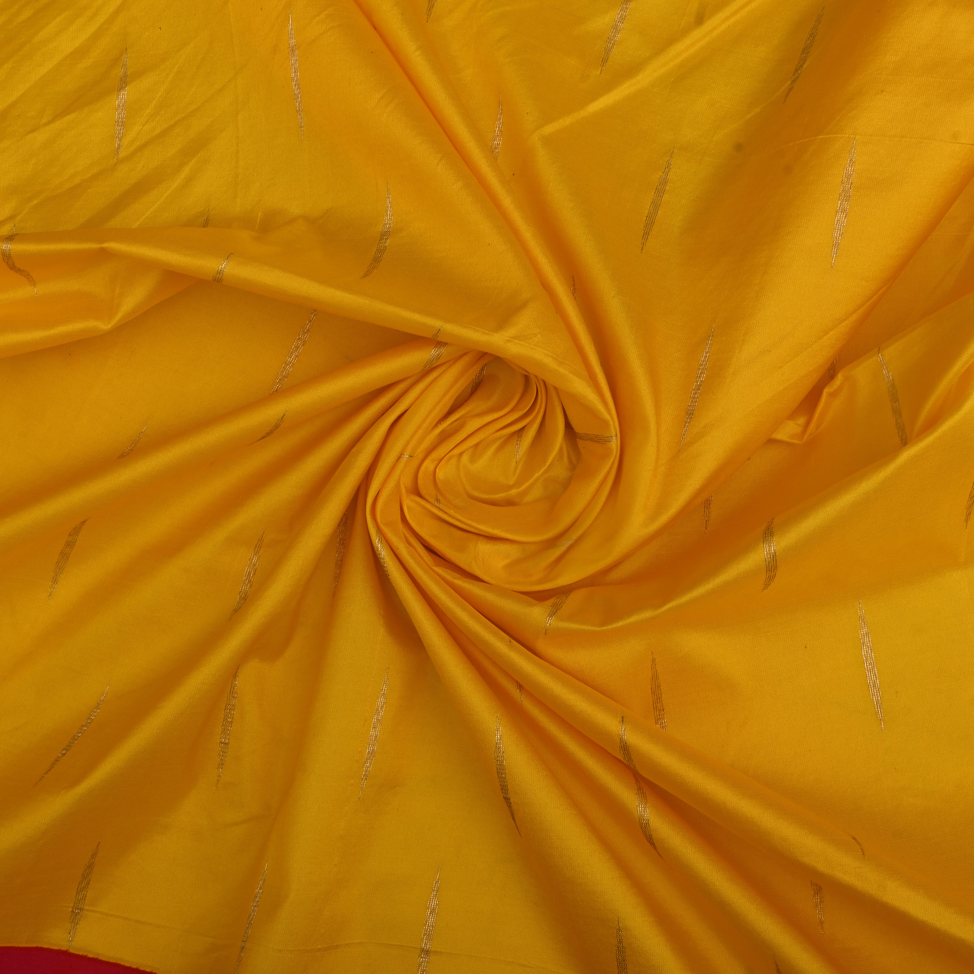 Yellow Orange Silk Fabric With Banarasi Border