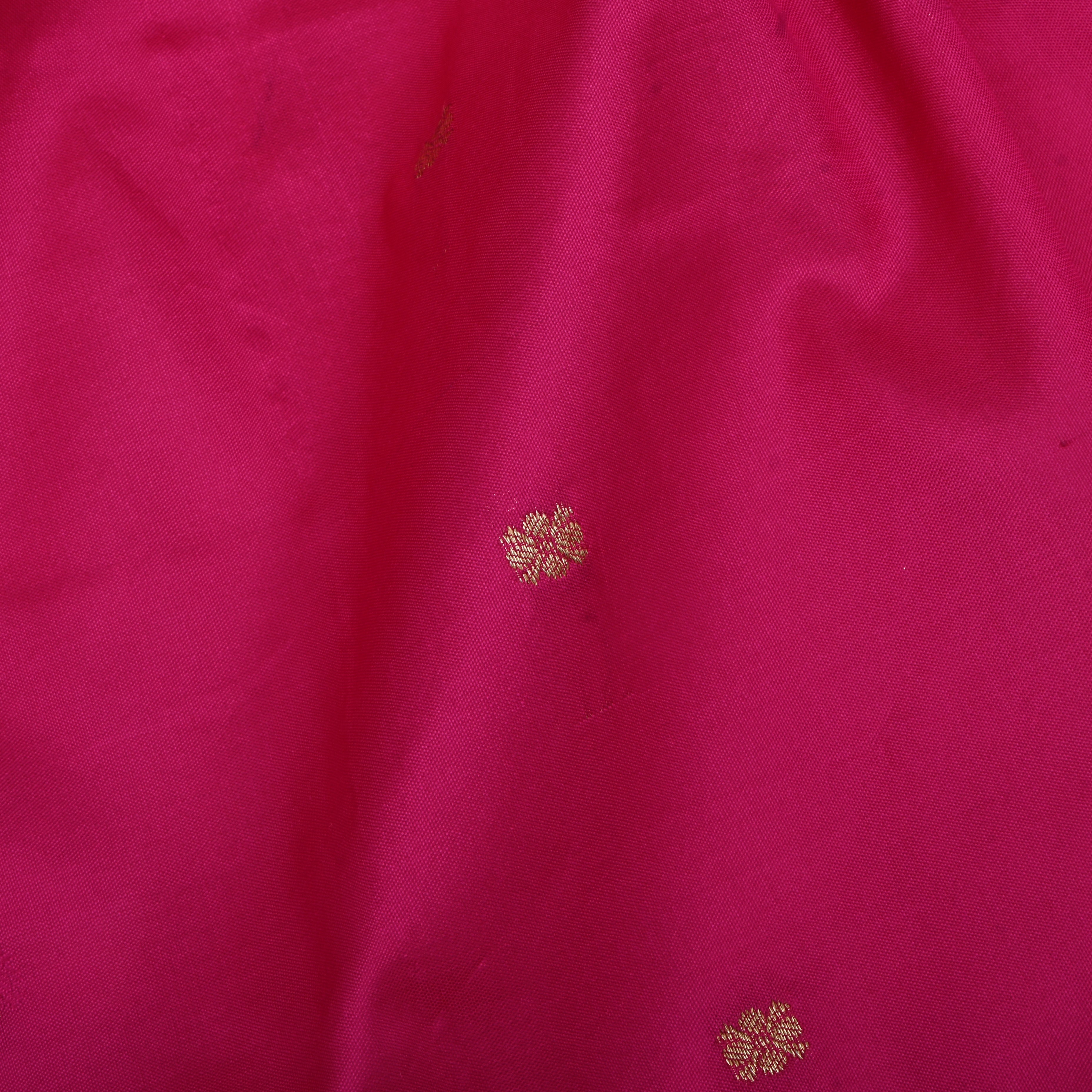 Hot Pink Silk Fabric With Kanjivaram Border