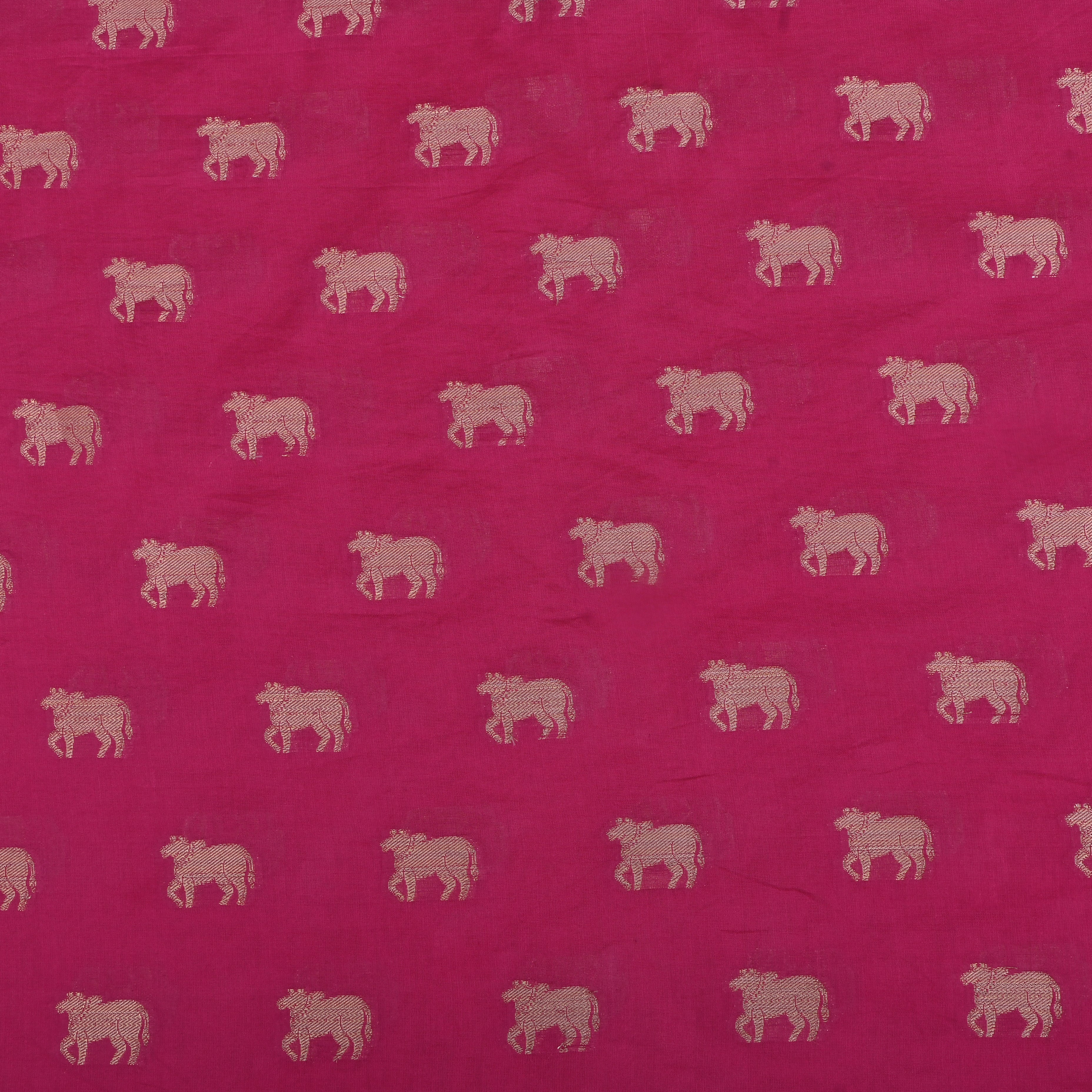 Hot Pink Banarasi Fabric With Golden Butti'S