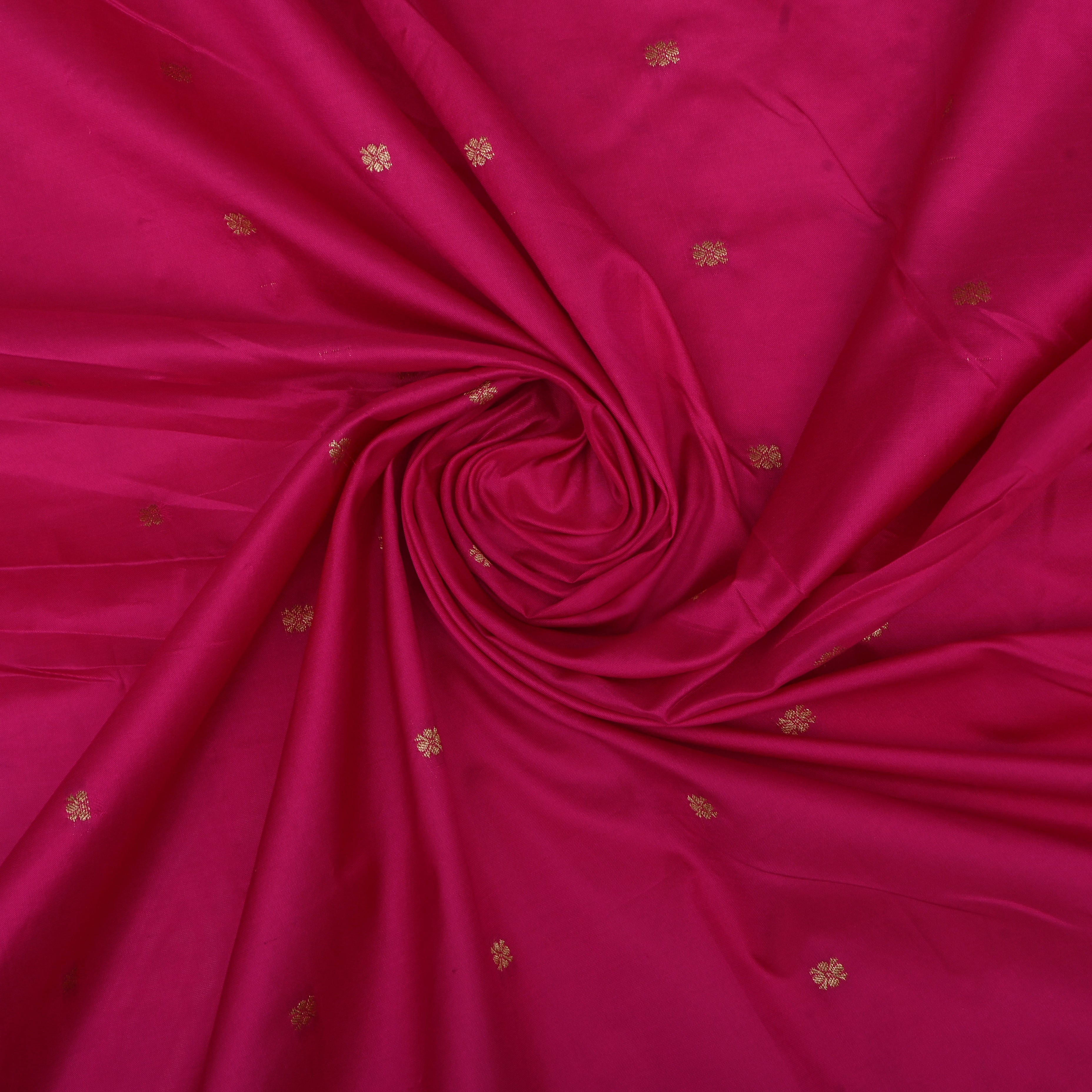 Hot Pink Silk Fabric With Kanjivaram Border