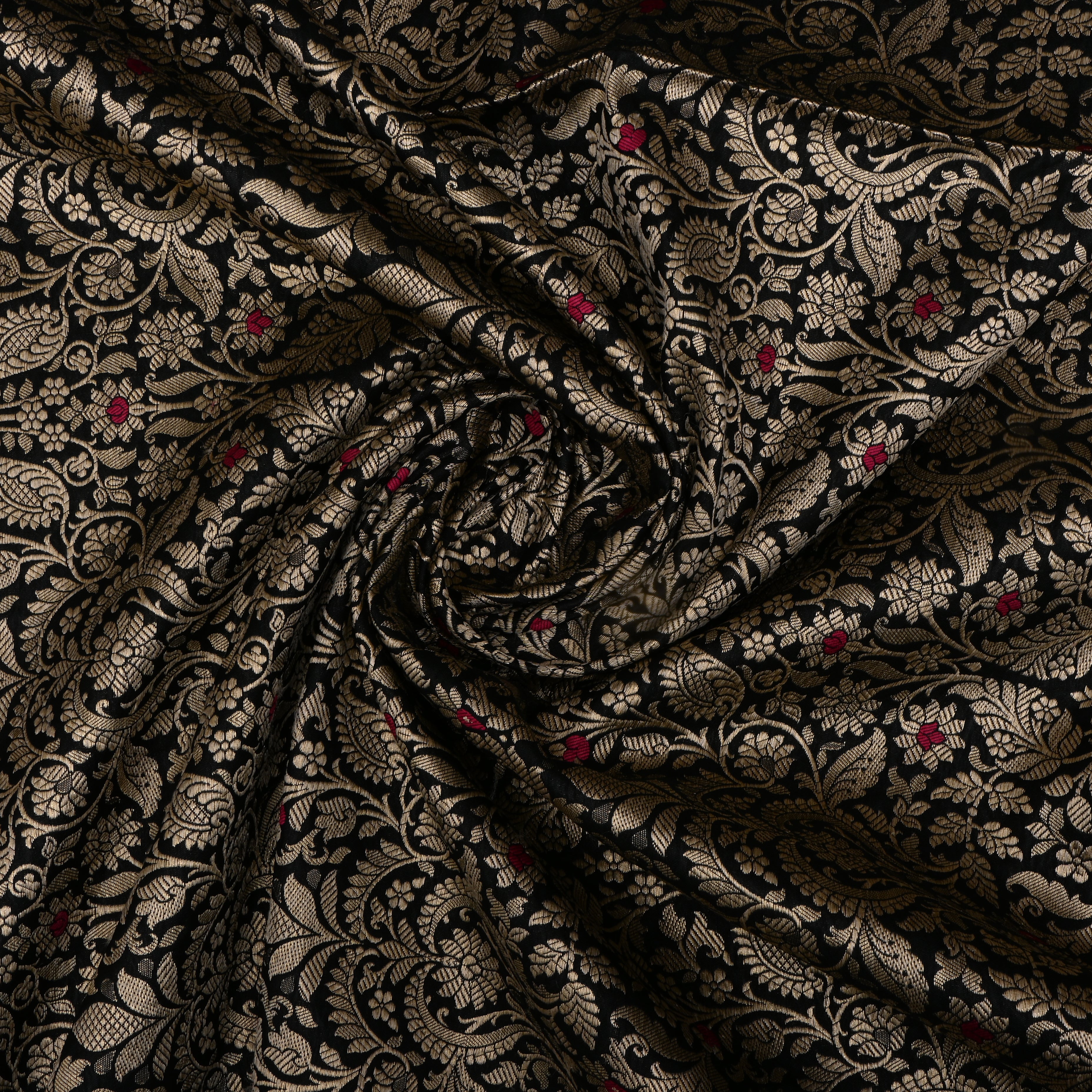 Black Jamawar Silk Fabric