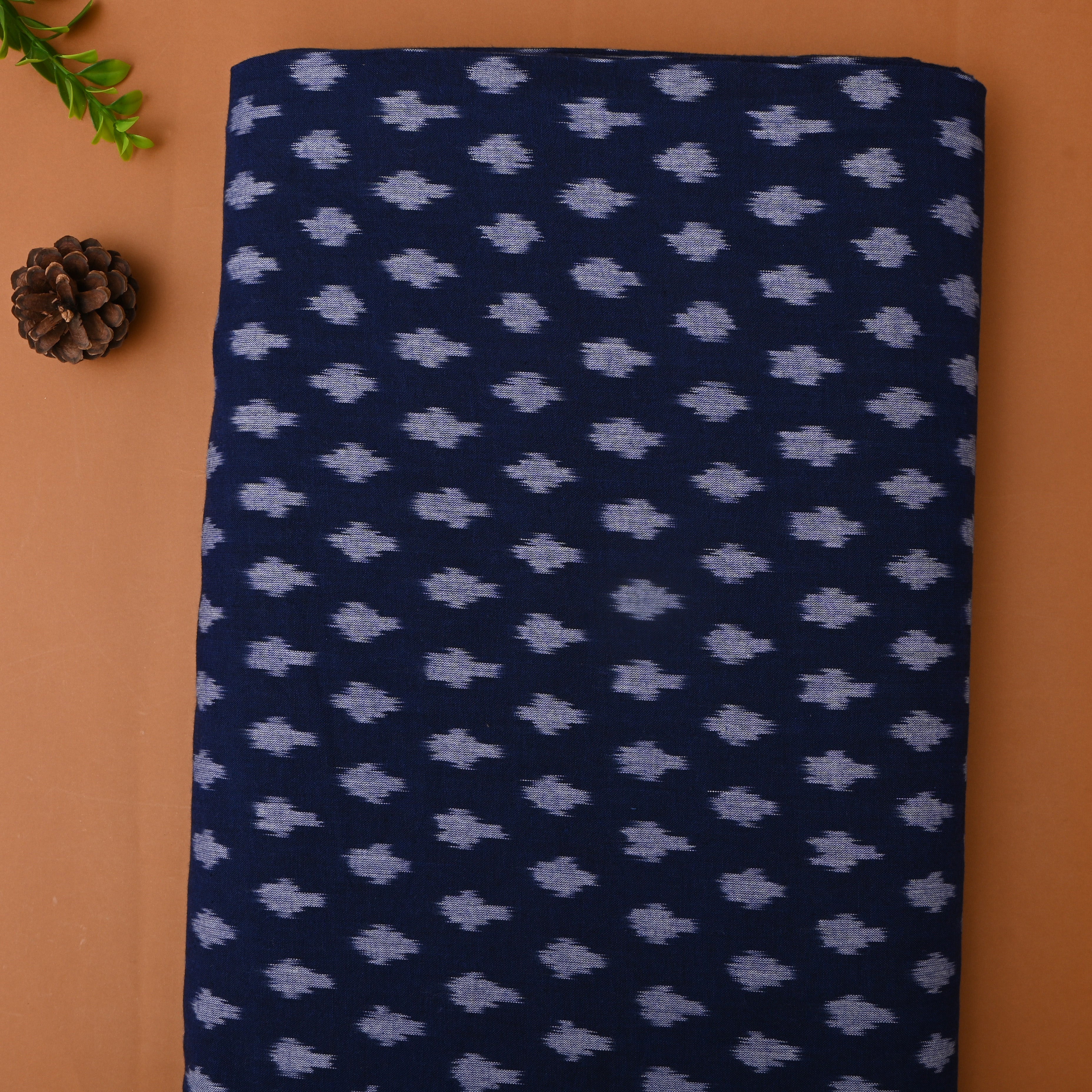 Navy Blue Ikat Cotton Fabric