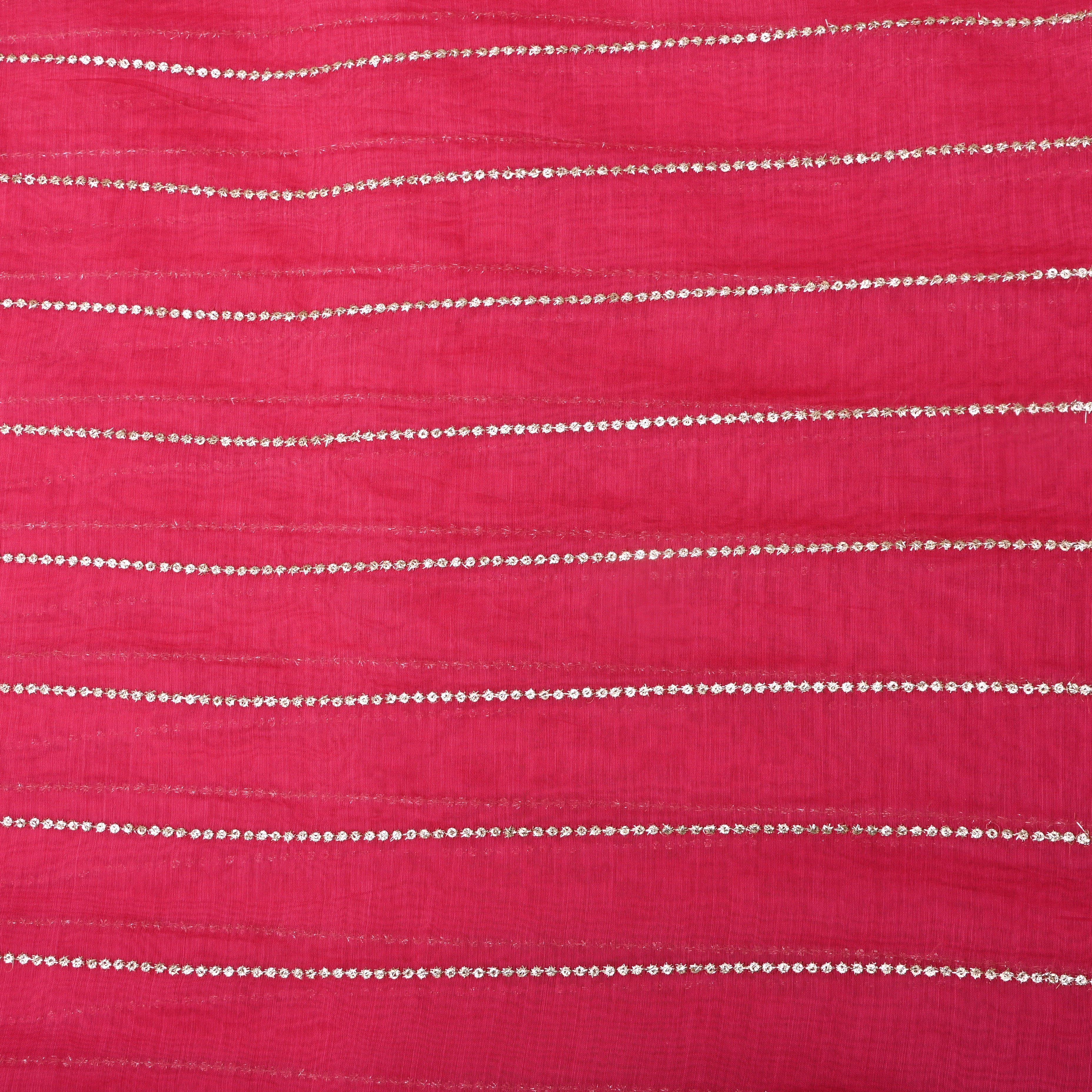 Bright Pink Sequin Embroidered Chanderi Fabric