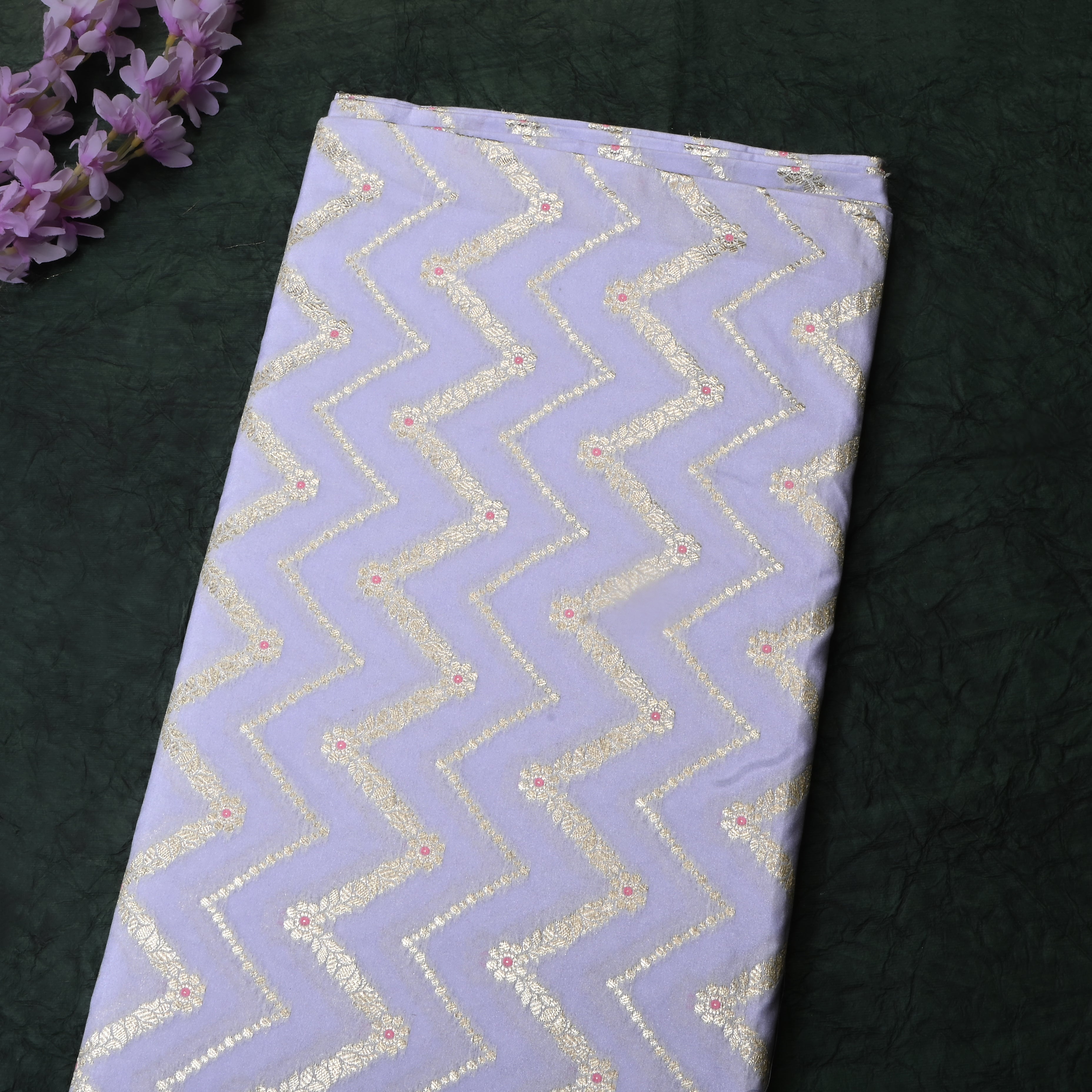 Soft Sky Blue Jamawar Silk Fabric