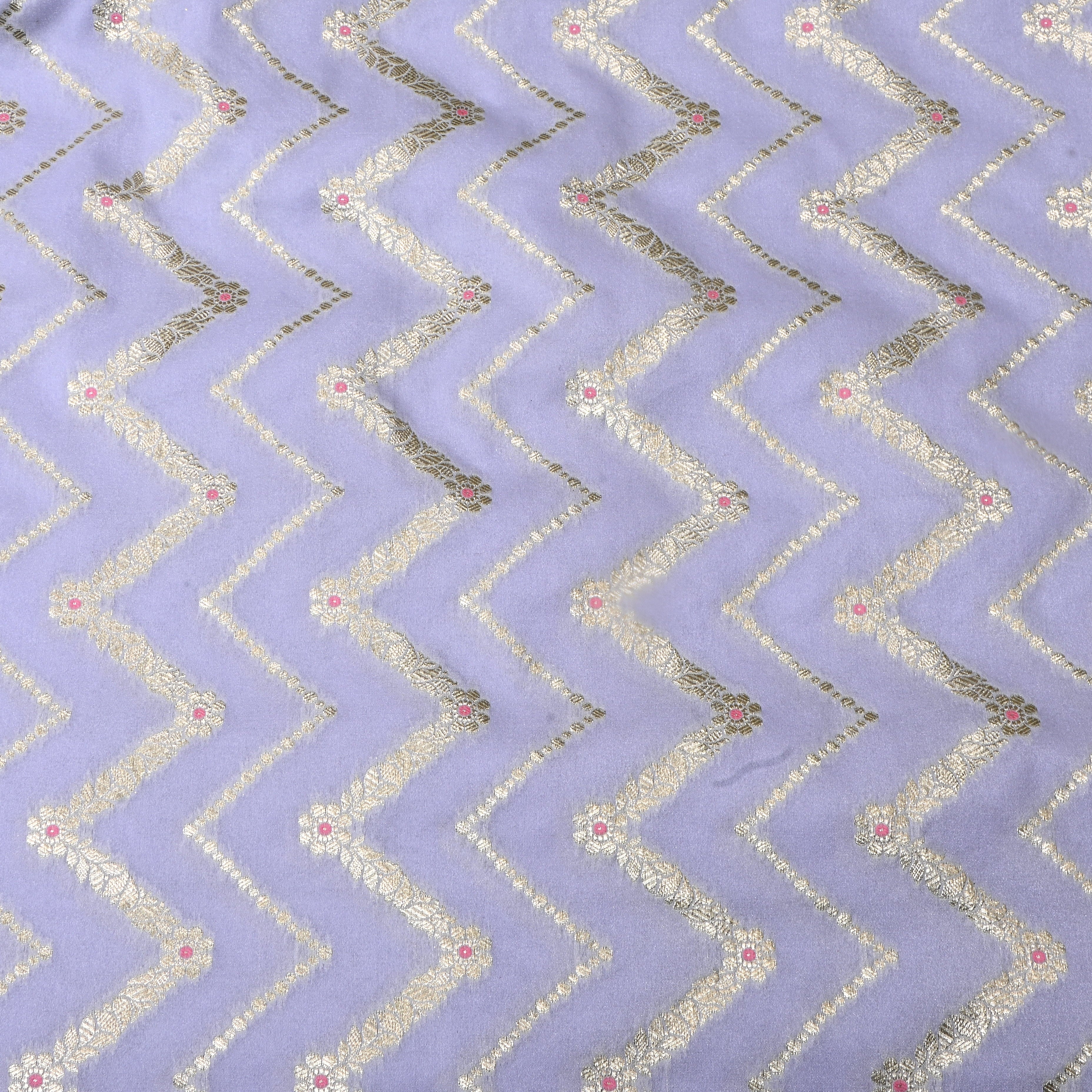 Soft Sky Blue Jamawar Silk Fabric