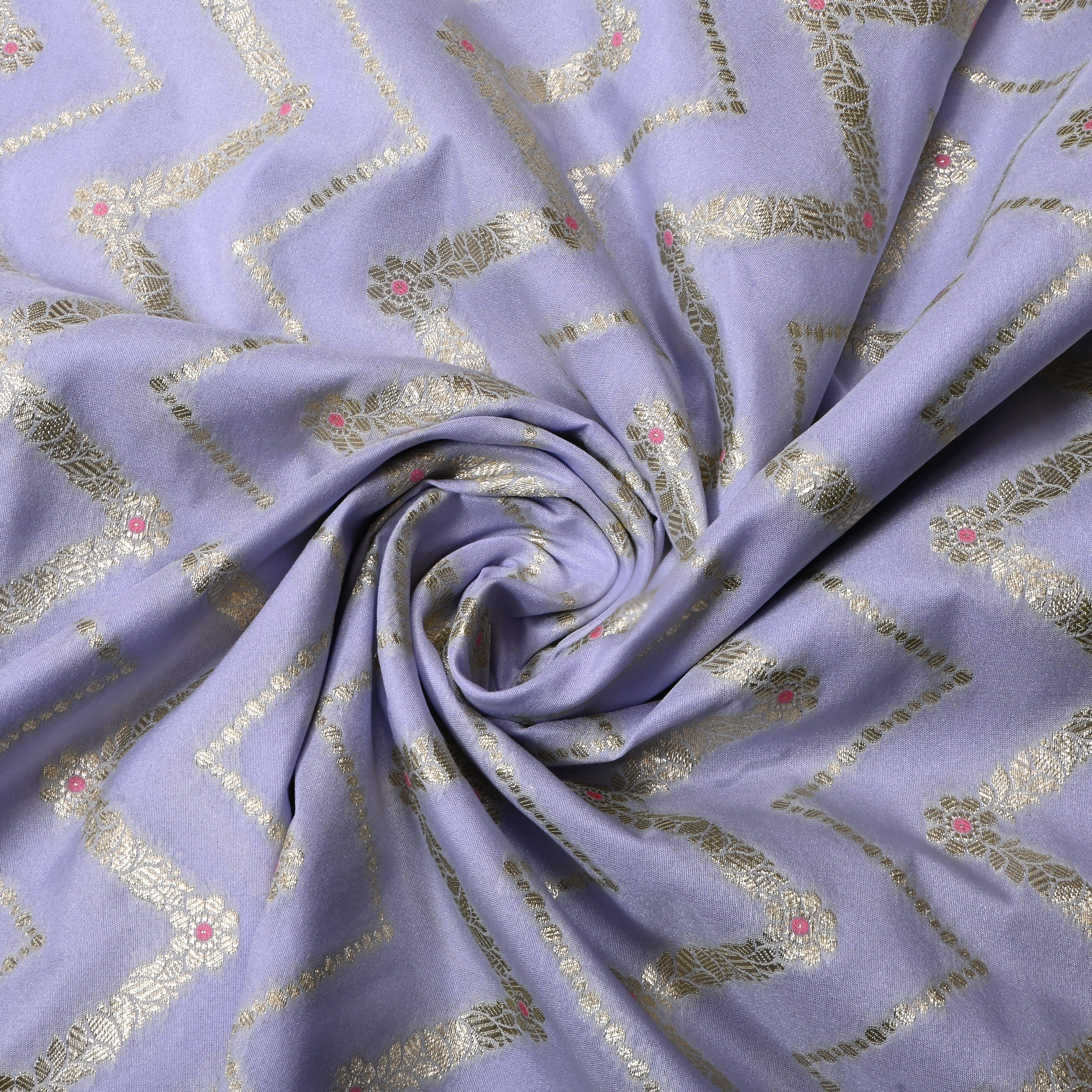 Soft Sky Blue Jamawar Silk Fabric