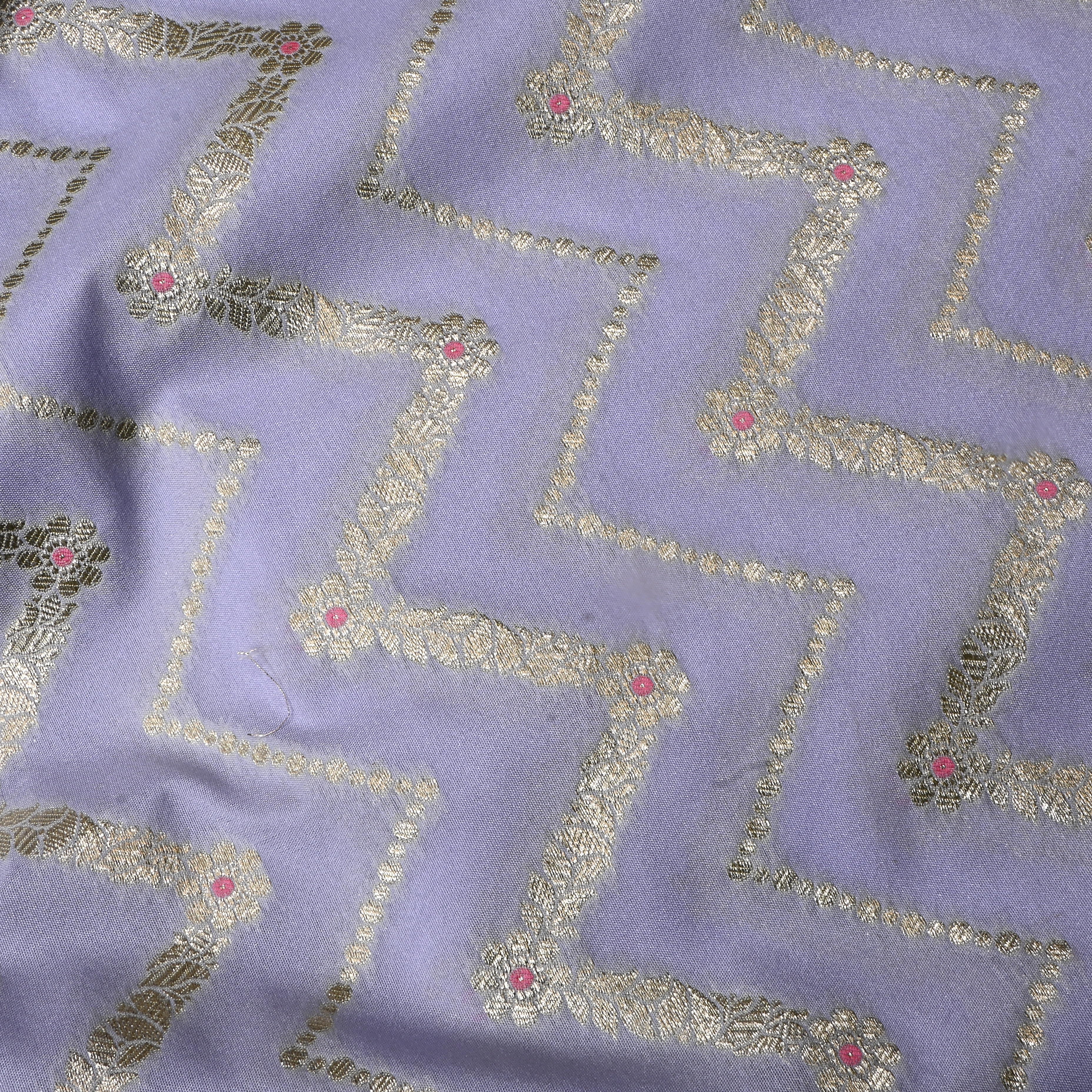 Soft Sky Blue Jamawar Silk Fabric