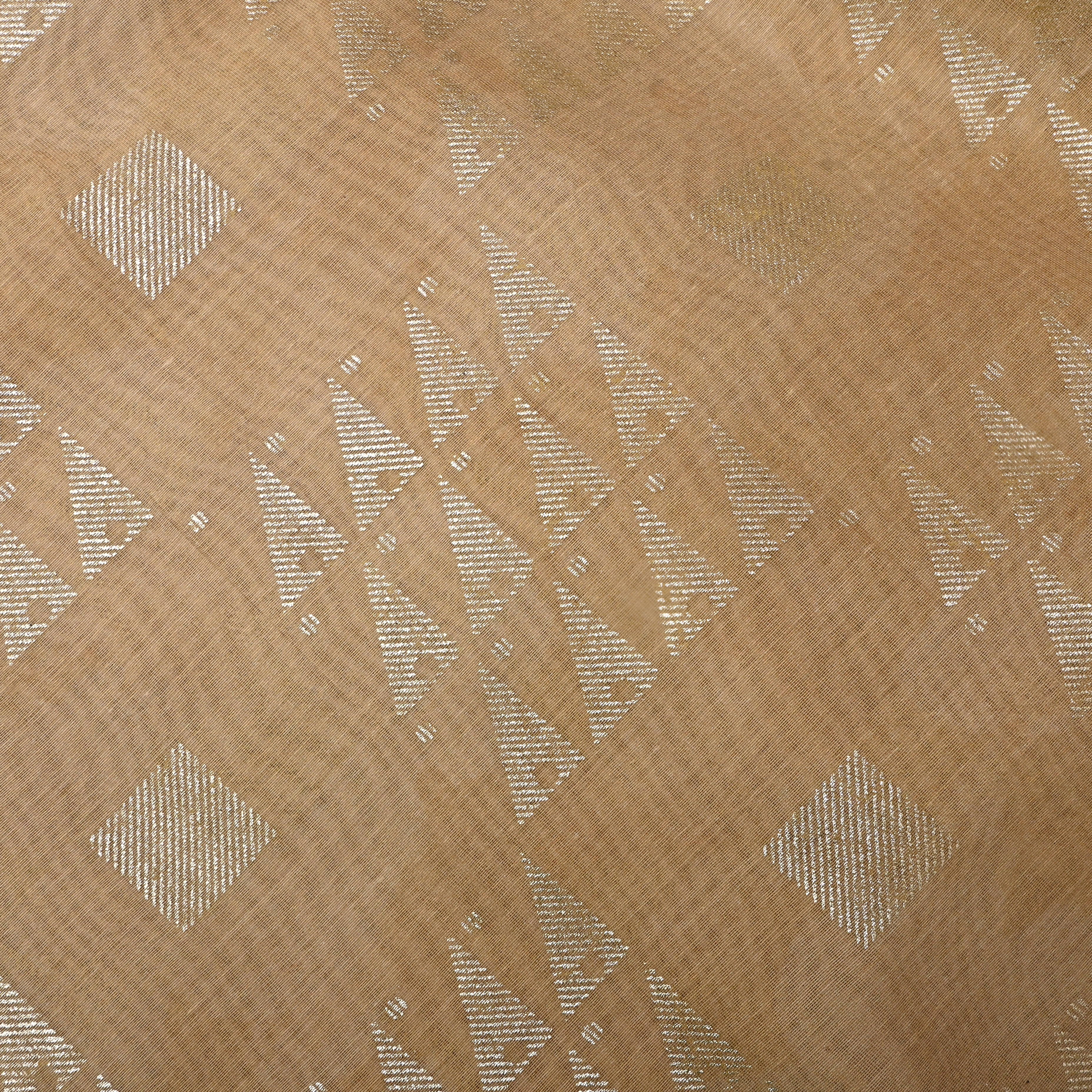 Muted Cream Geometric Foil Printed Chanderi Fabric
