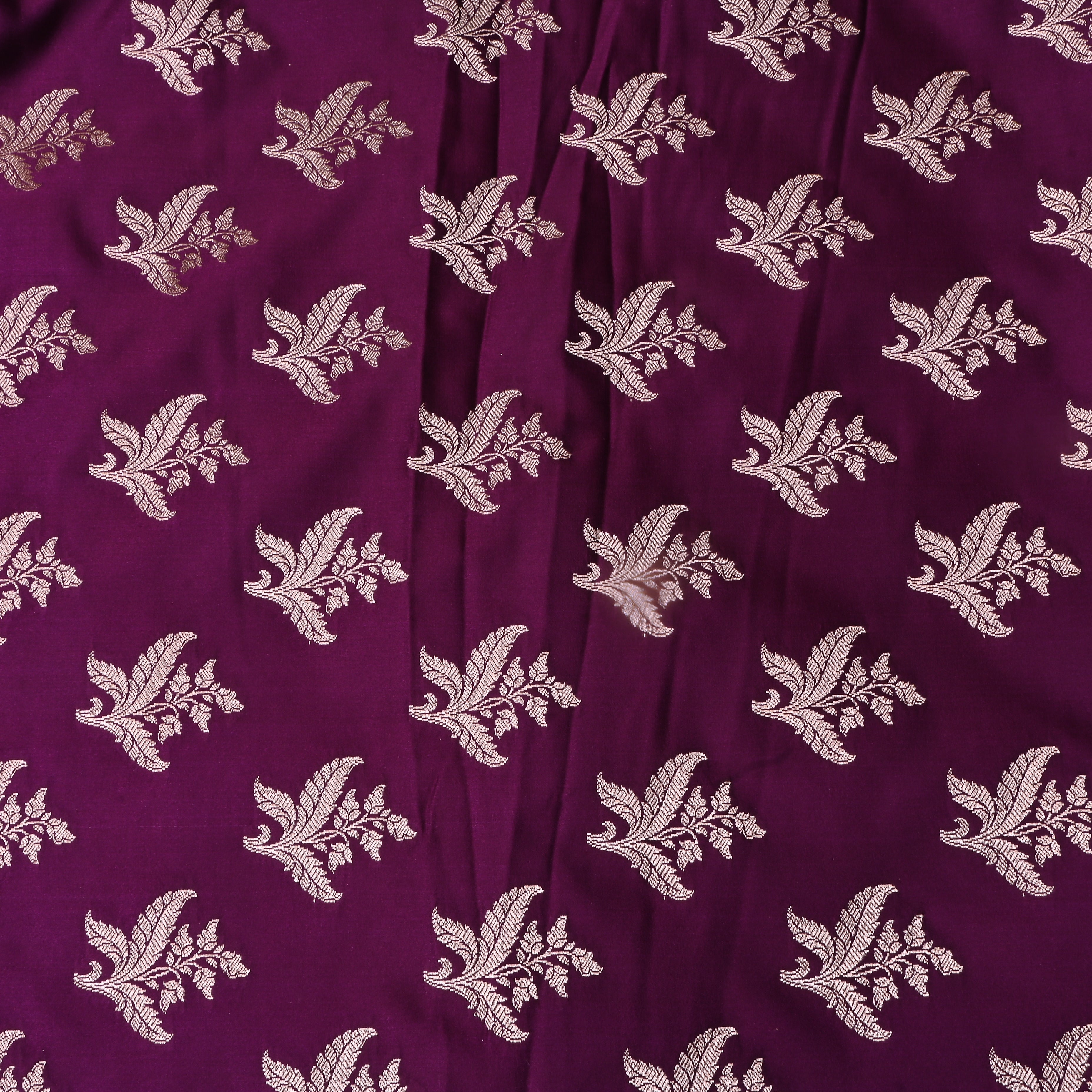 Berry Purple Floral Woven Jamawar Satin Fabric
