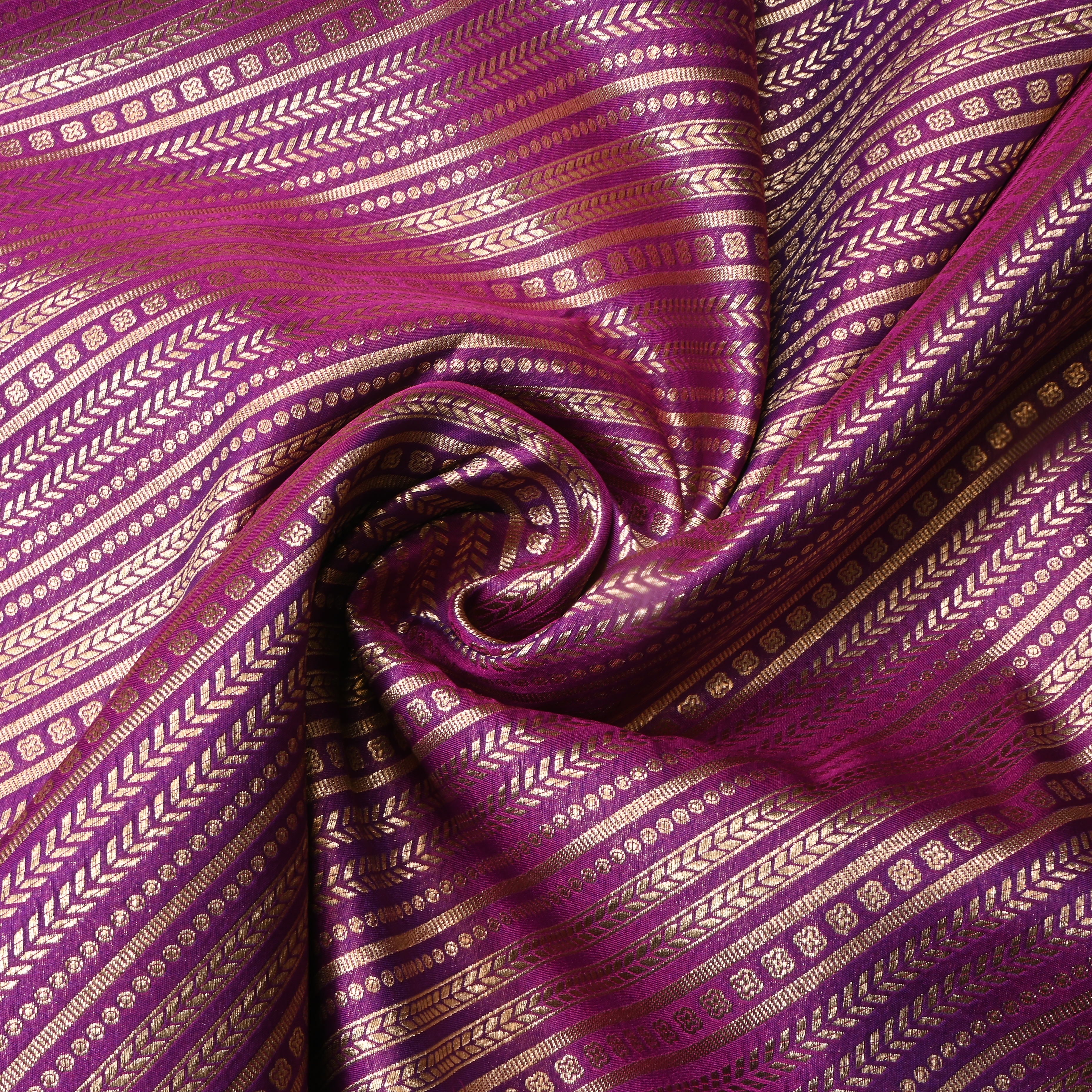 Bright Purple Jamawar Silk Fabric