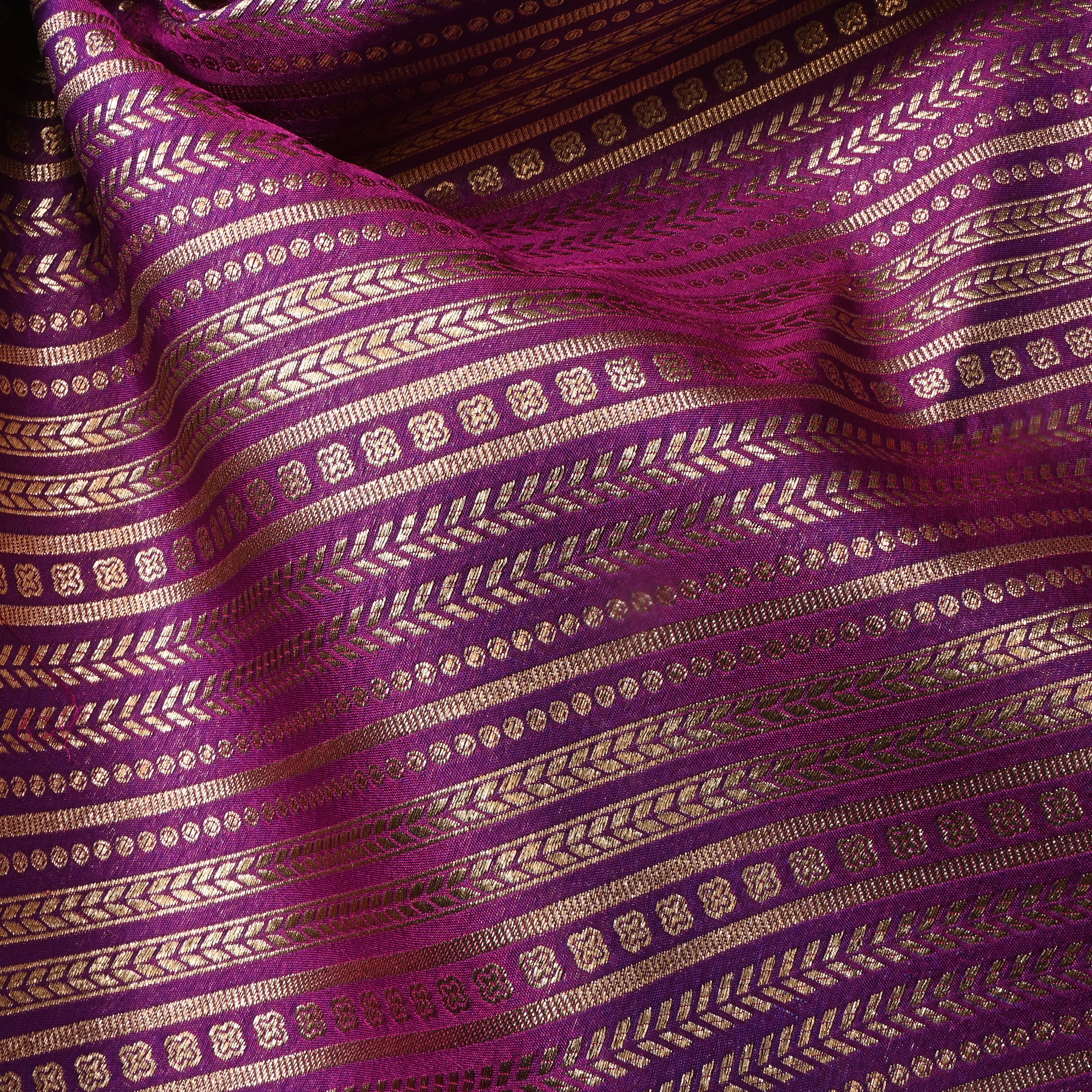 Bright Purple Jamawar Silk Fabric