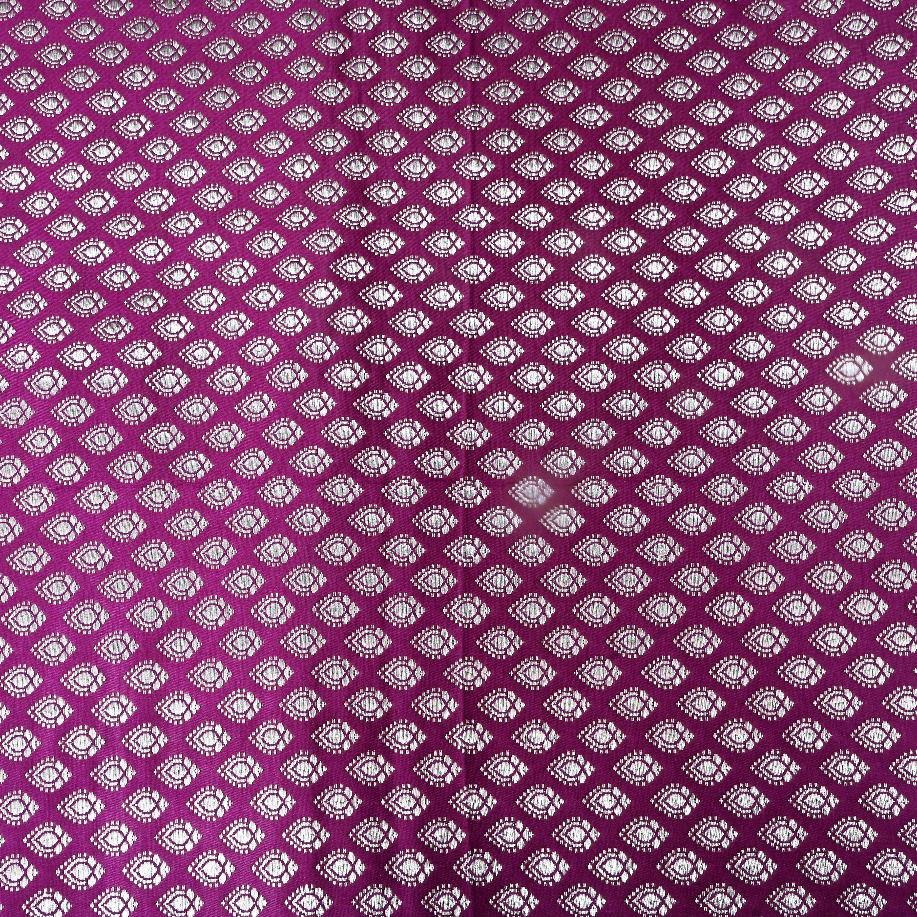 Berry Purple Floral Jamawar Satin Fabric