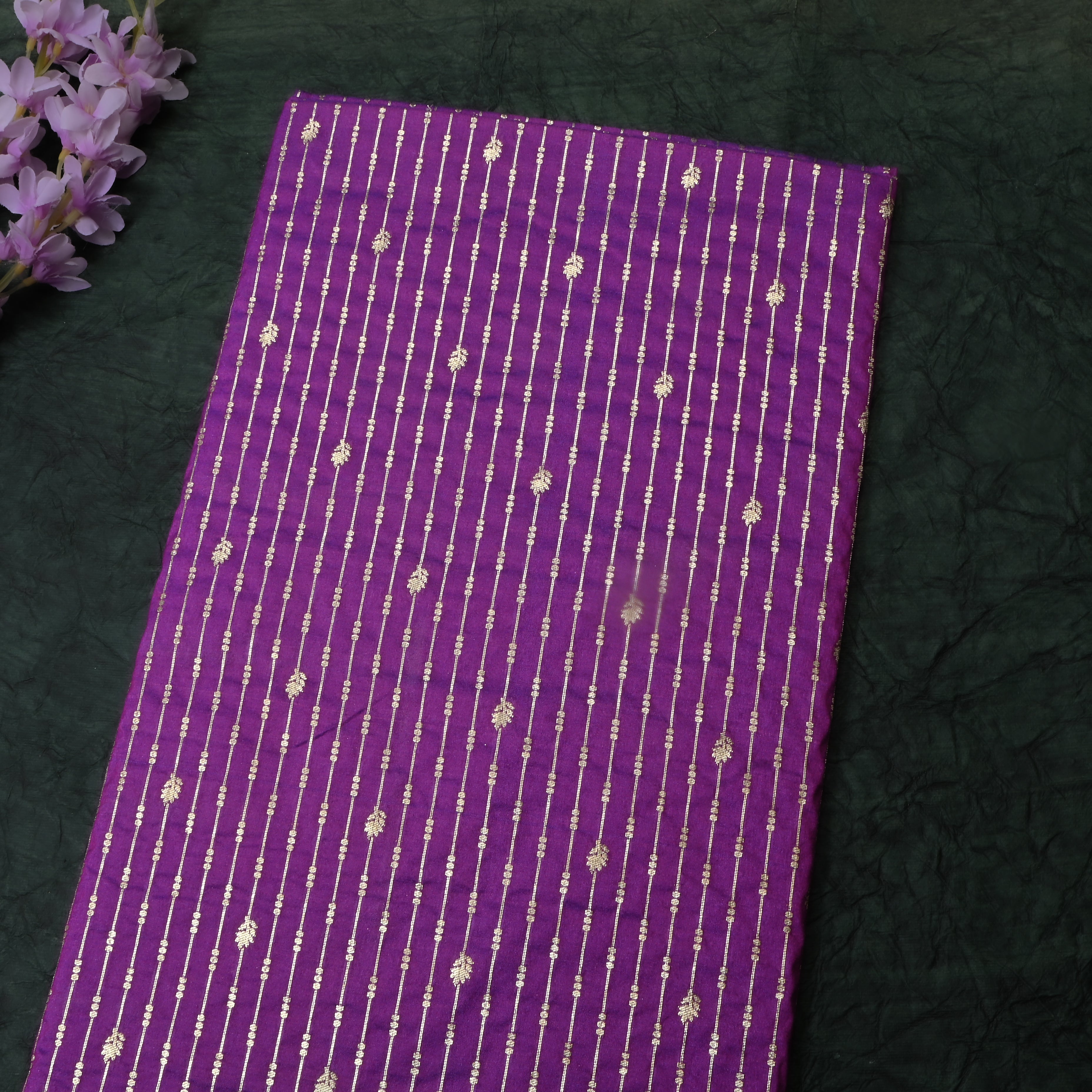 Rich Purple Jamawar Silk Fabric