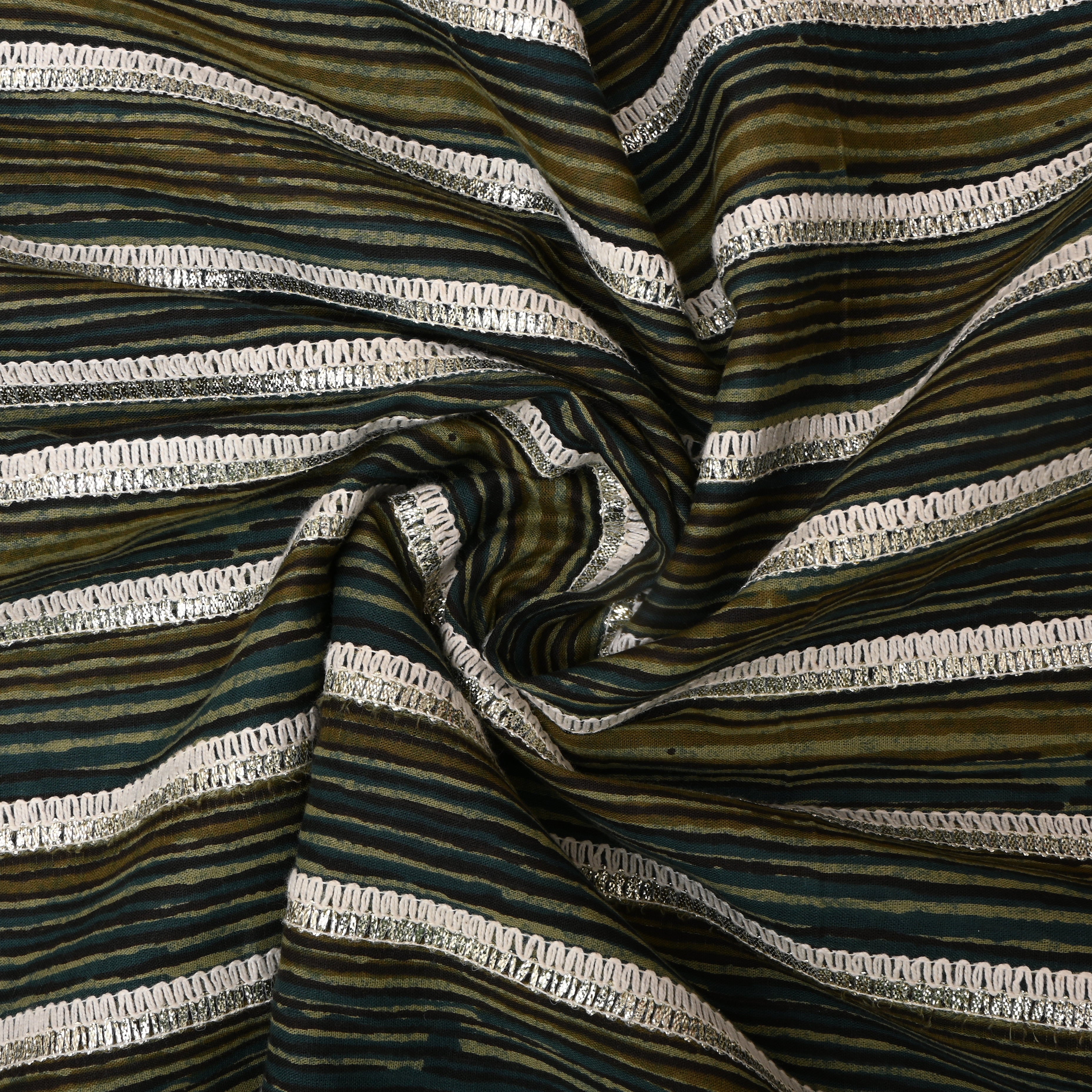 Multicolour Stripes Printed Cotton Fabric