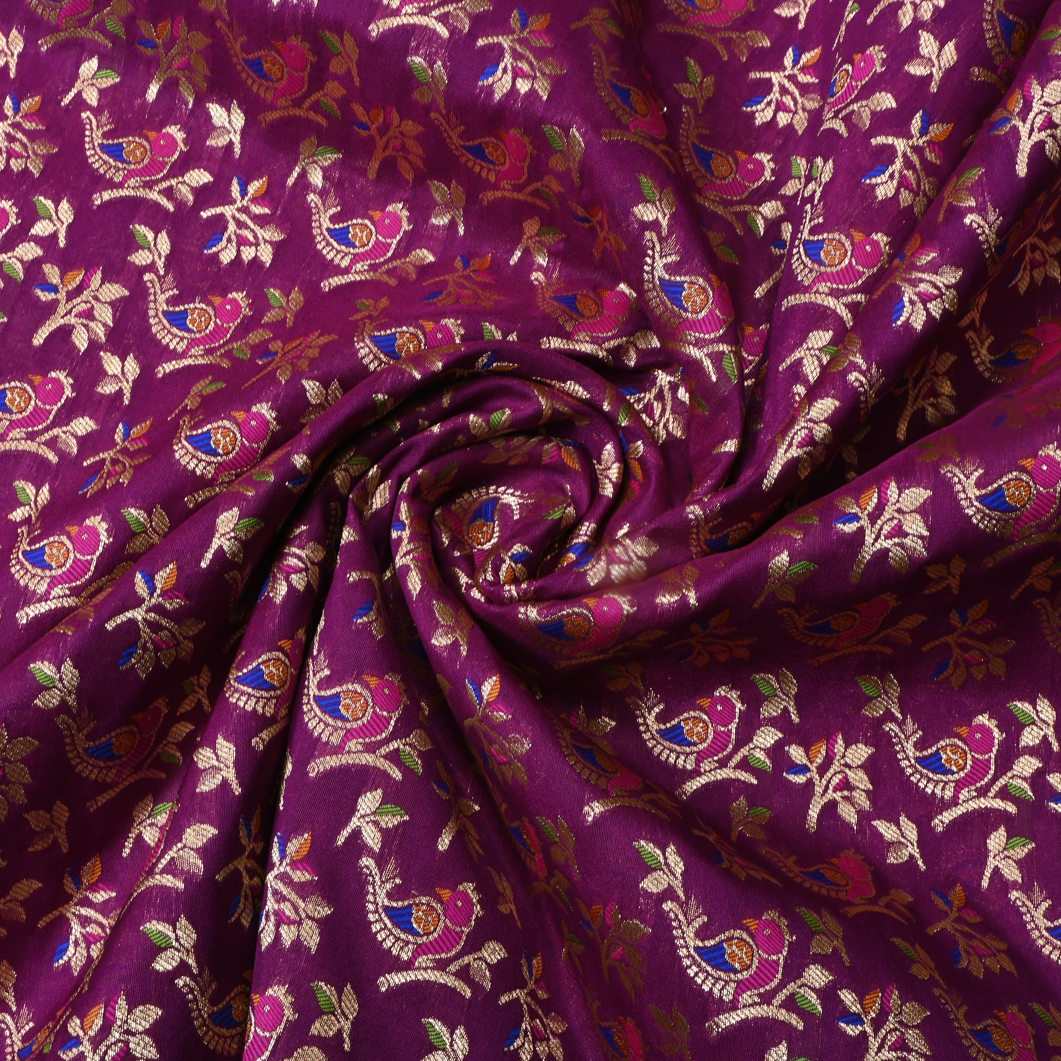 Dark Purple Jamawar Silk Fabric