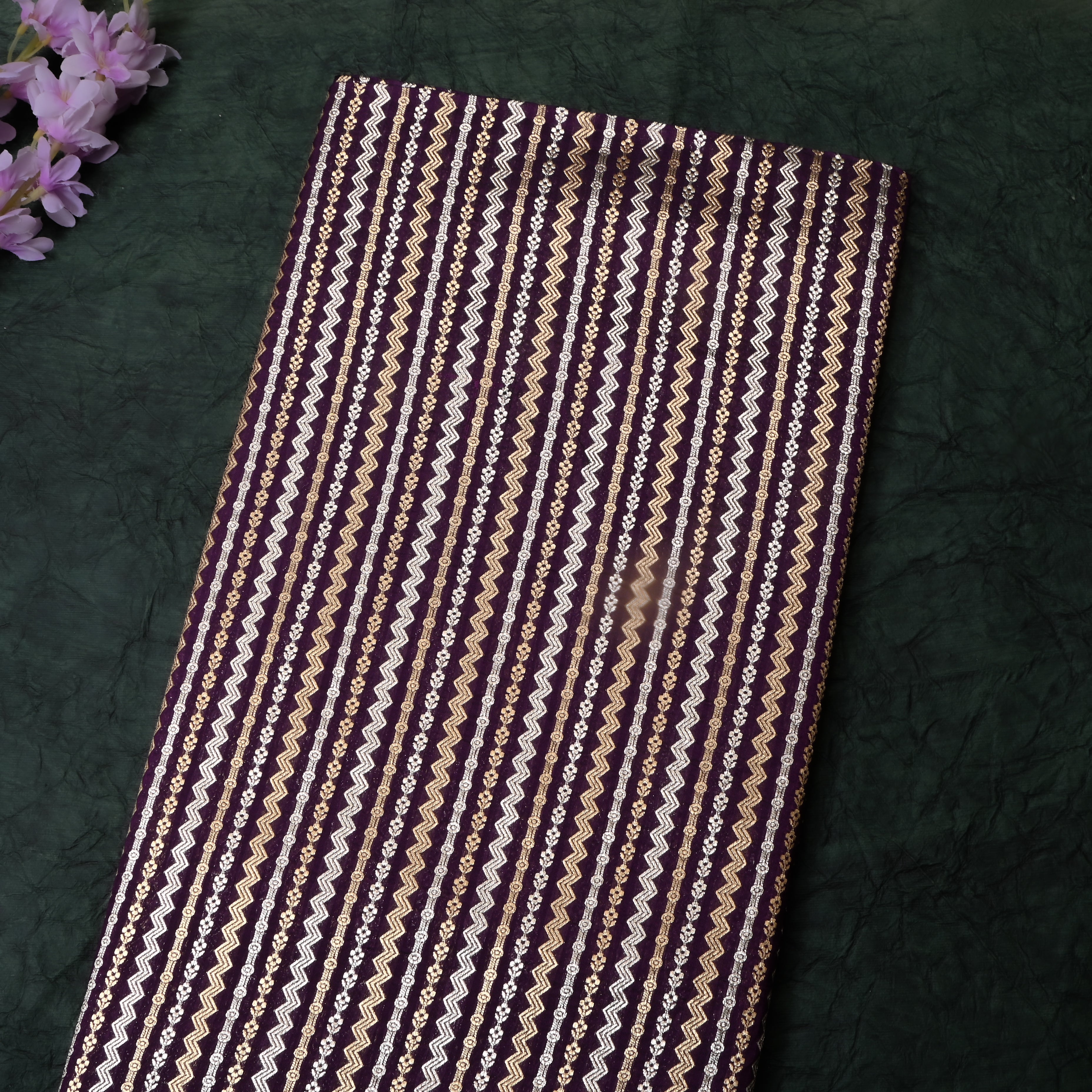 Dark Violet Dual Tone Zari Silk Fabric