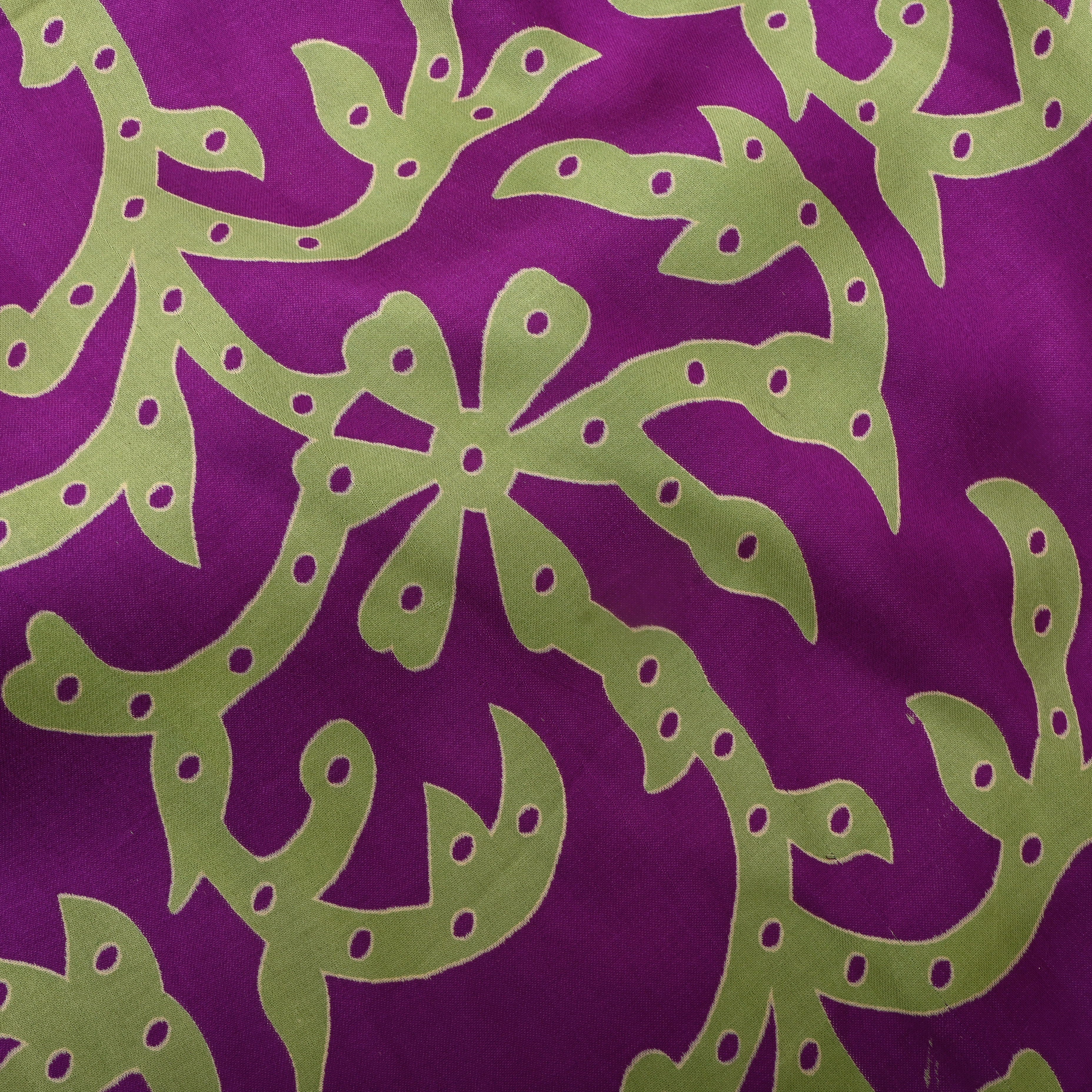 Purple Floral Printed Satin Fabric