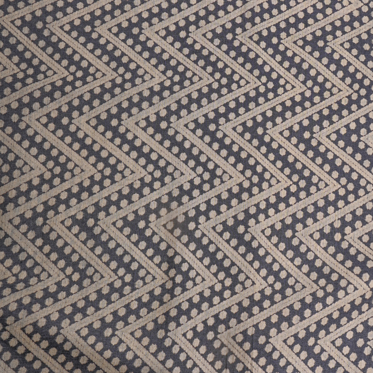 Slate Dot Zig-Zag Woven Tusser Fabric