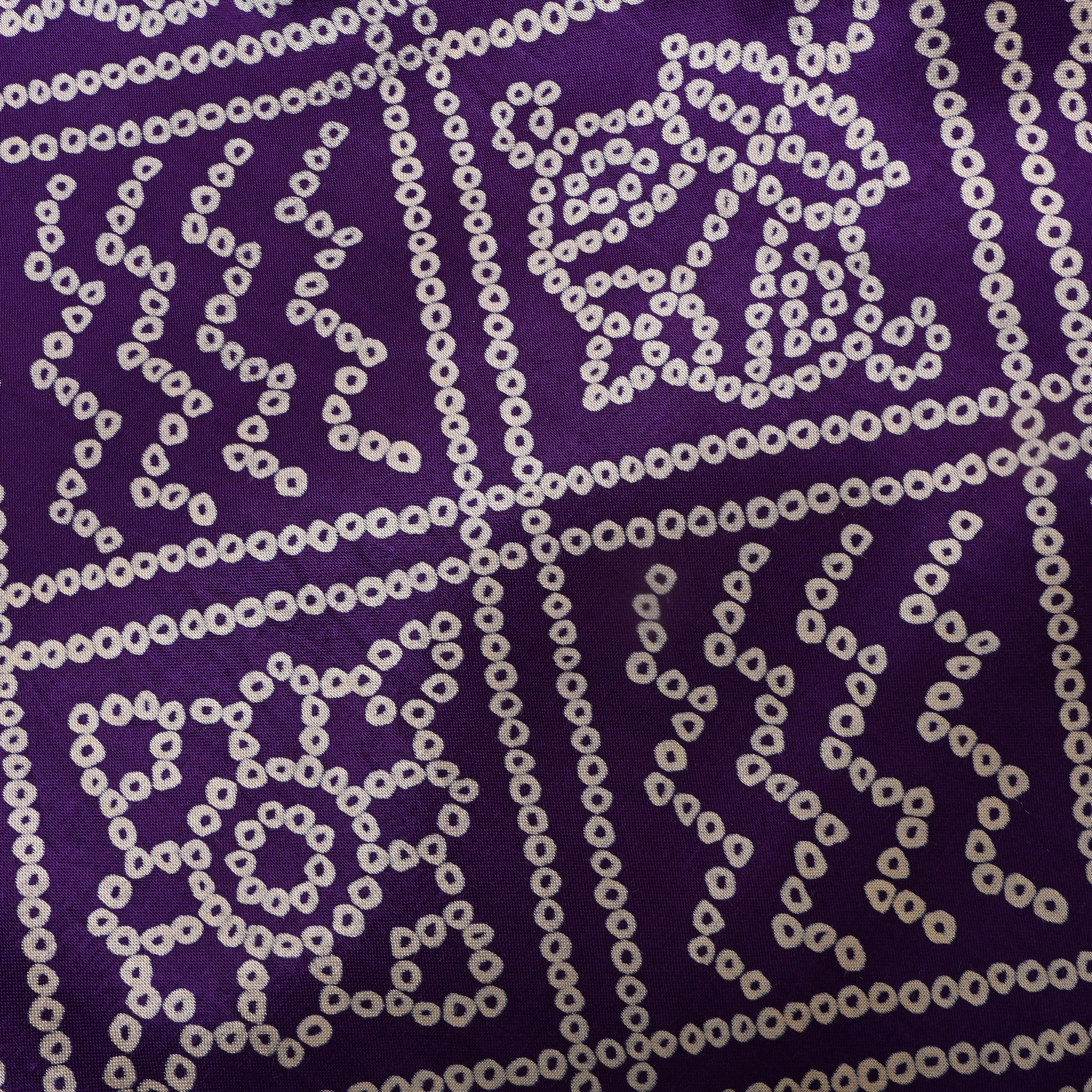 Indigo Purple Bandhani Printed Satin Fabric