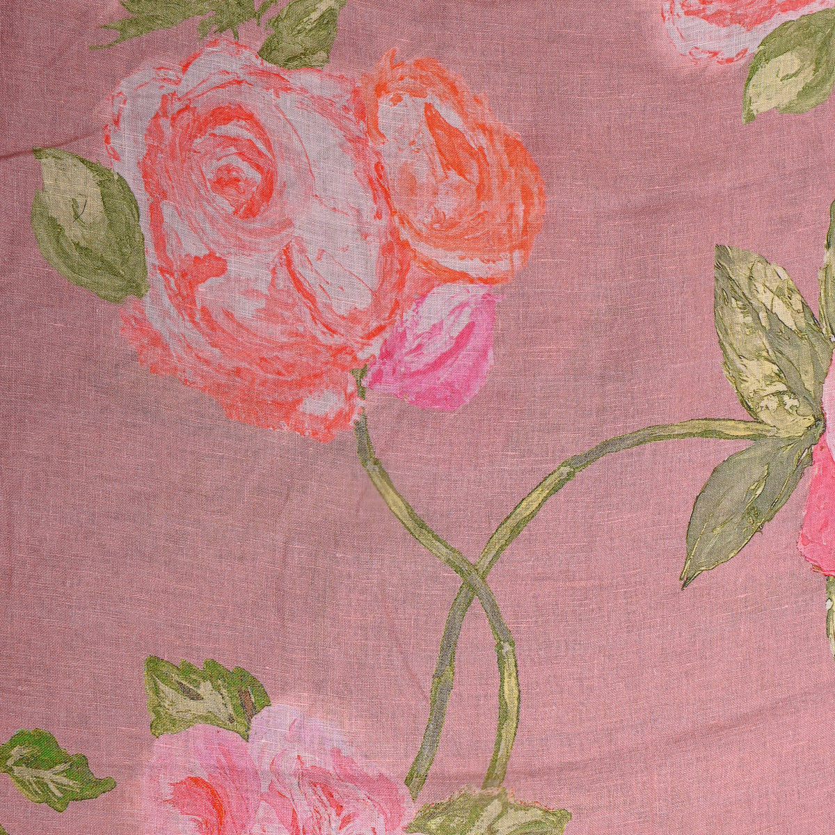 Dusty Rose Digital Rose Print Tussar Fabric
