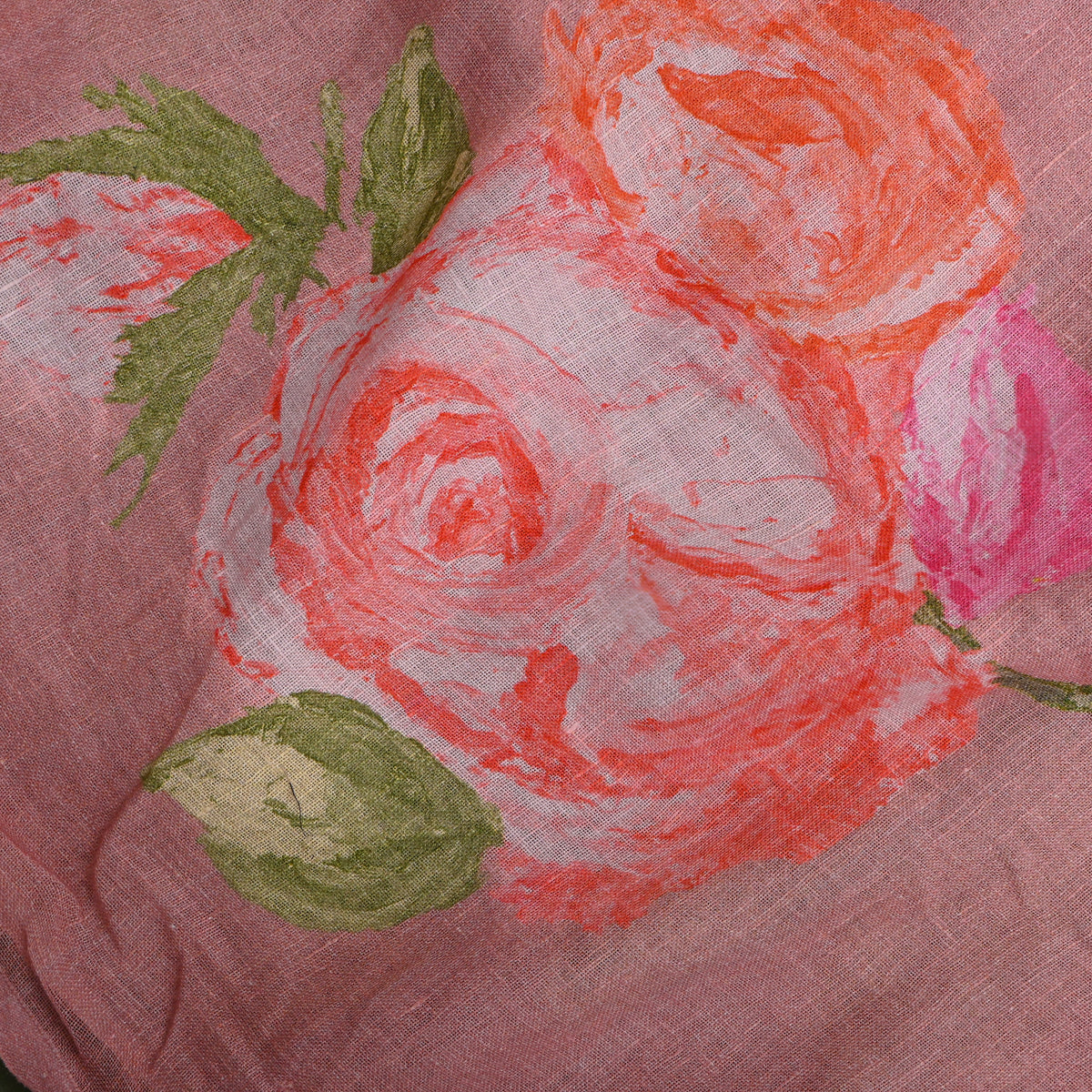 Dusty Rose Digital Rose Print Tussar Fabric