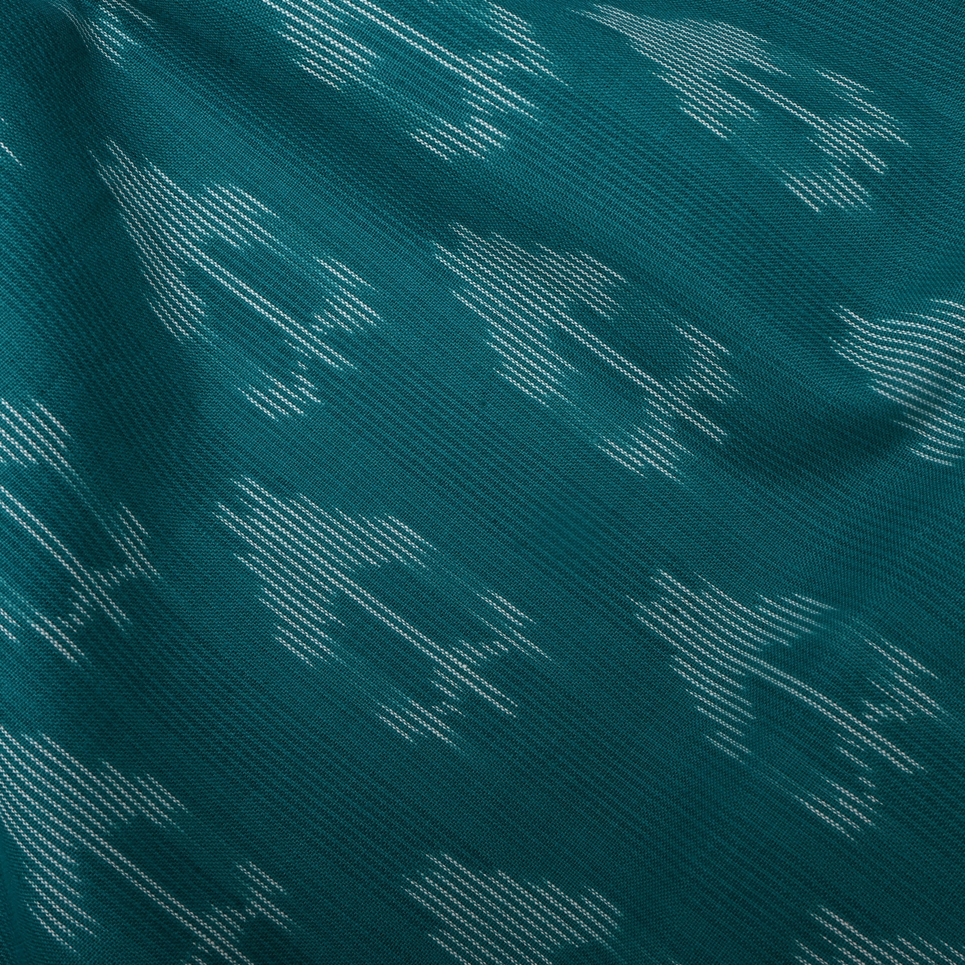 Jade Blue Floral Ikat Cotton Fabric