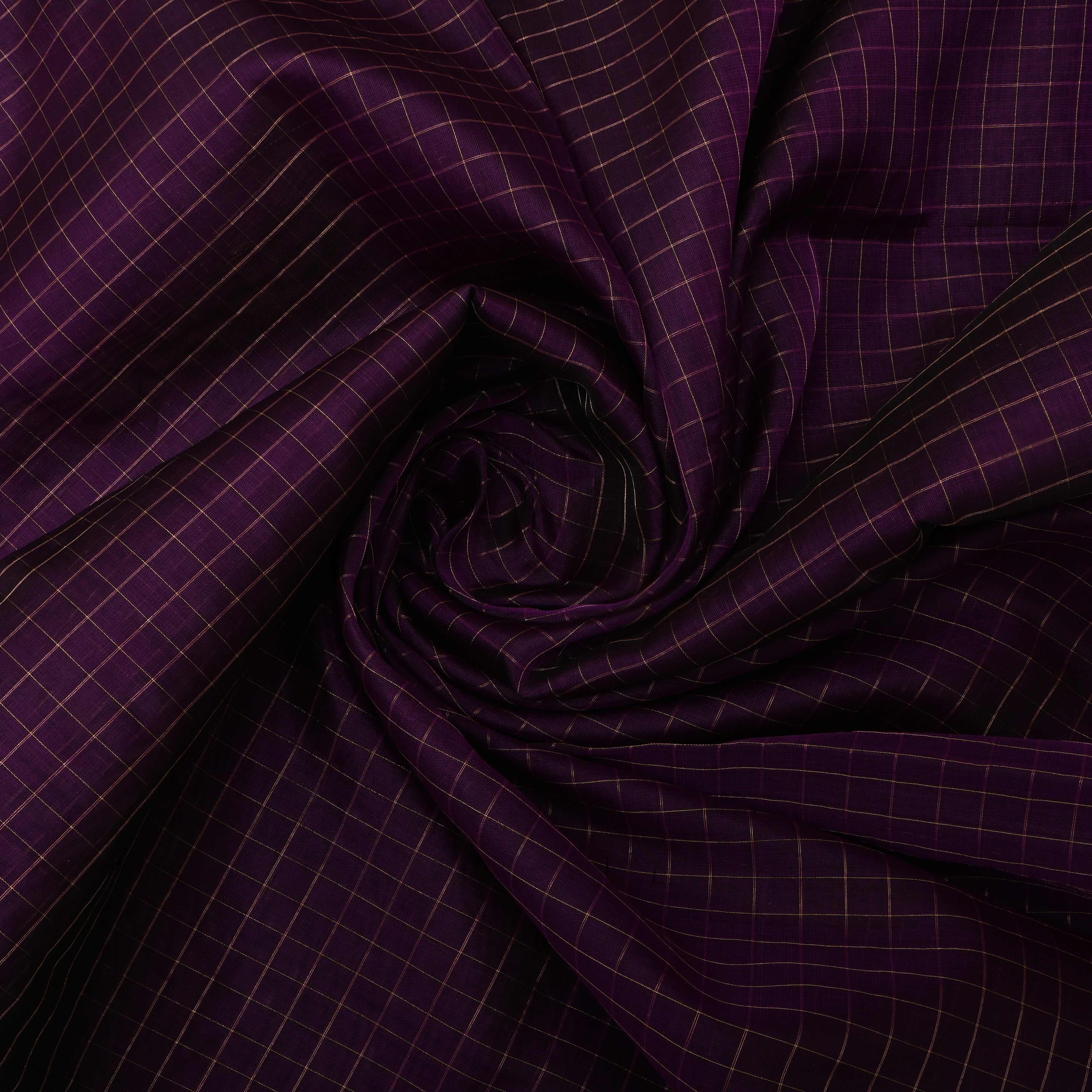 Deep Violet Silk Fabric With Zari Border