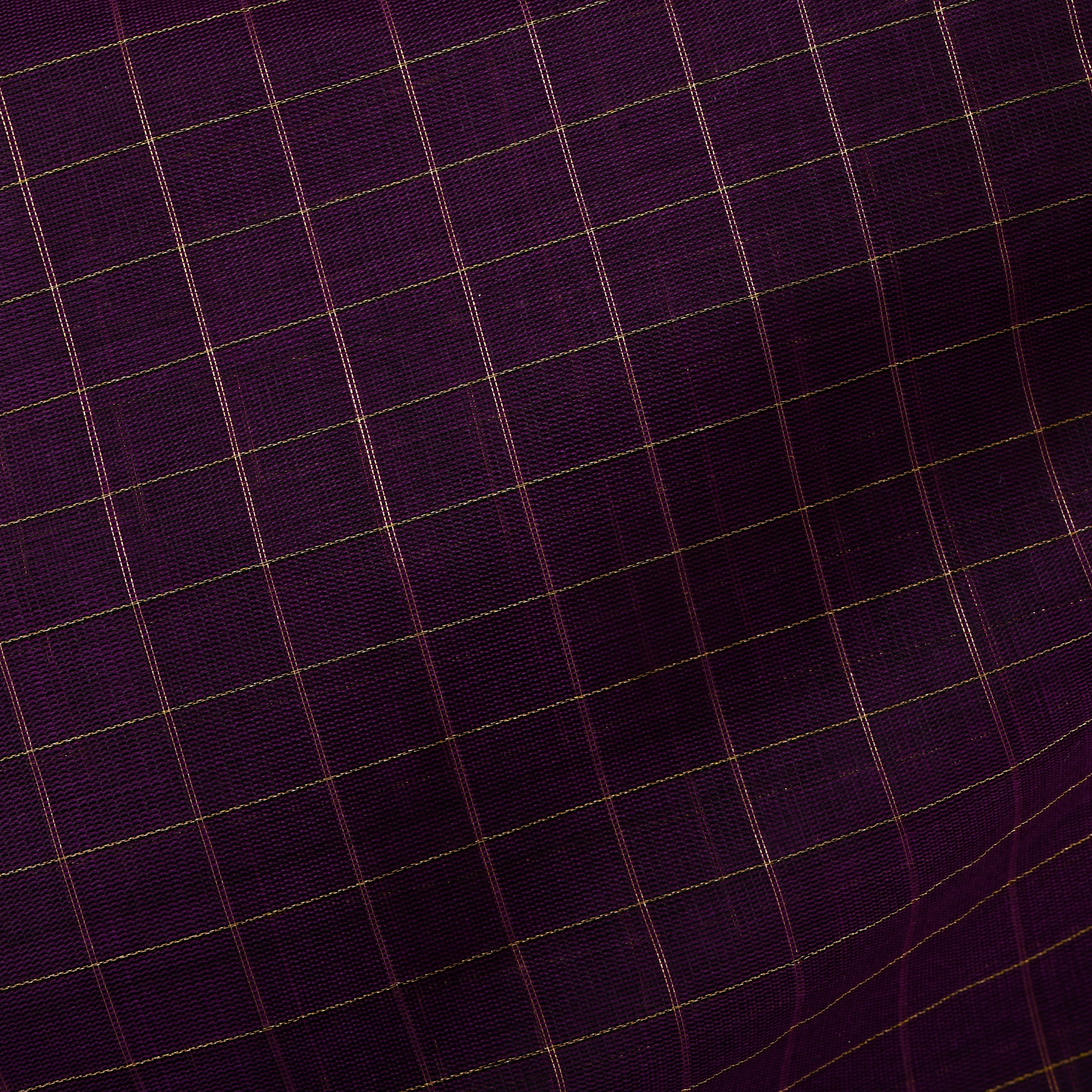 Deep Violet Silk Fabric With Zari Border