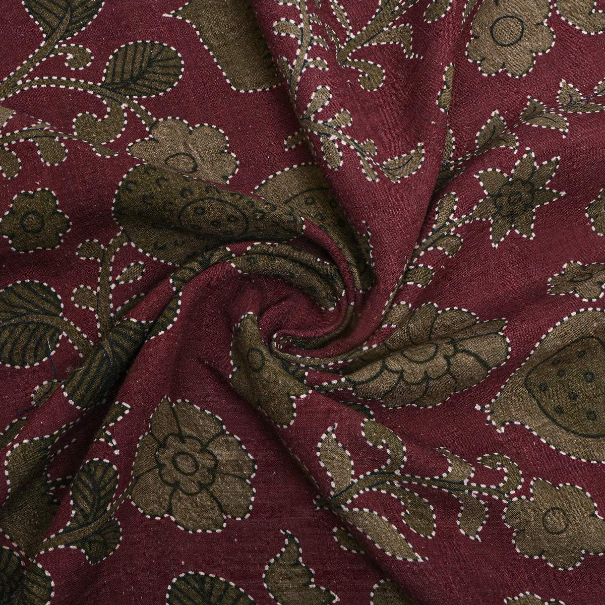 Mulberry Flower Pod Digital Print Raw Silk Fabric