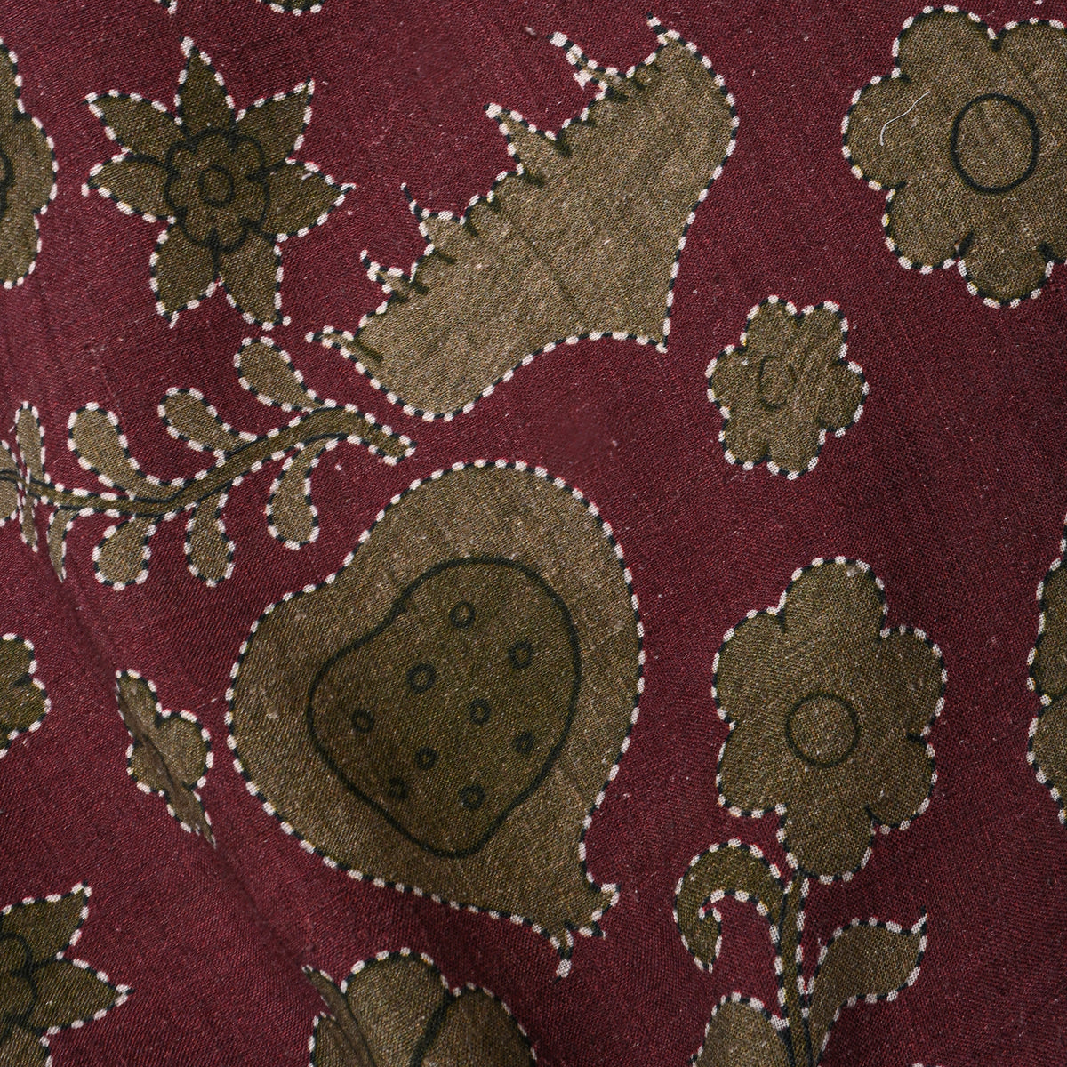 Mulberry Flower Pod Digital Print Raw Silk Fabric