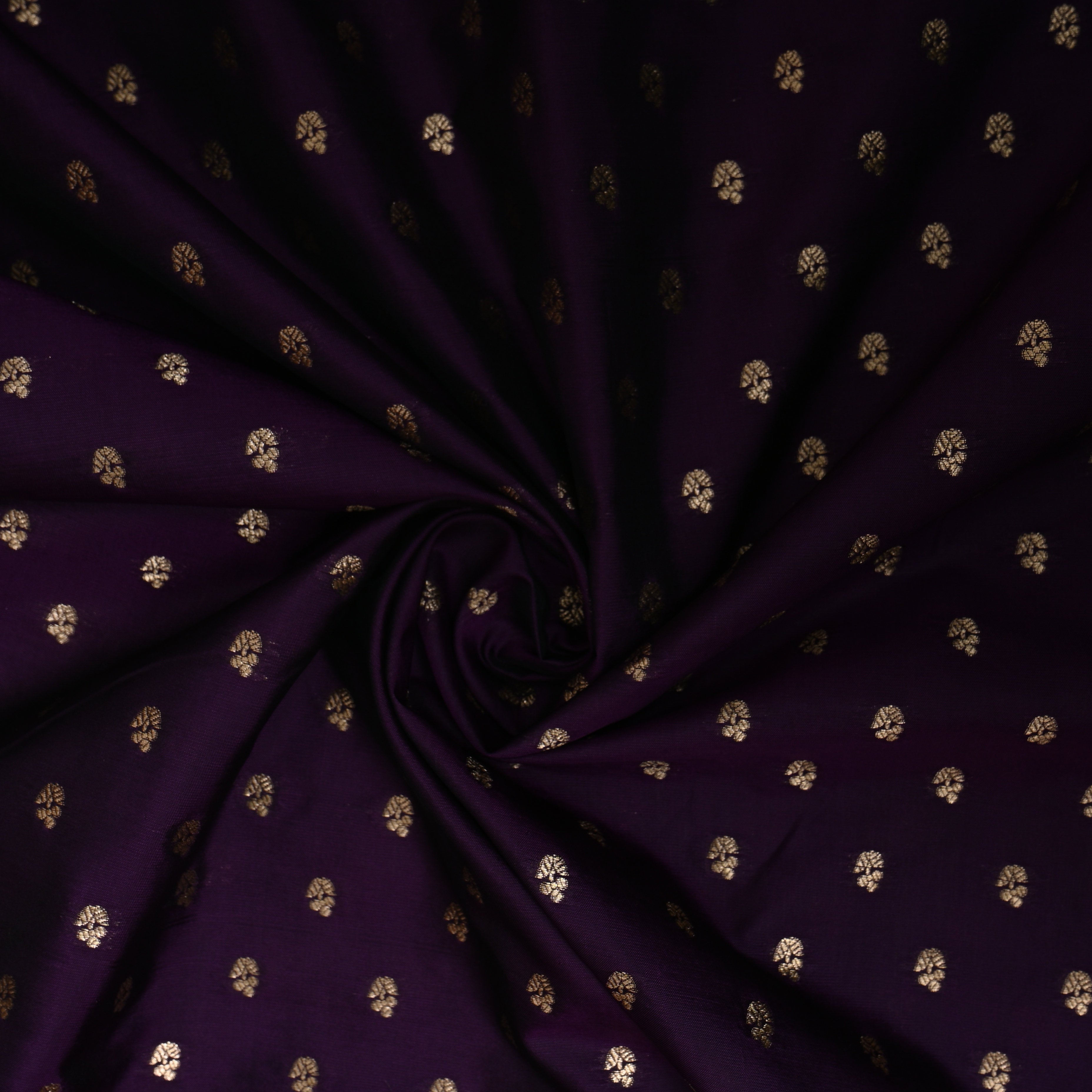 Deep Purple Jamawar Silk With Gold Floral Butti